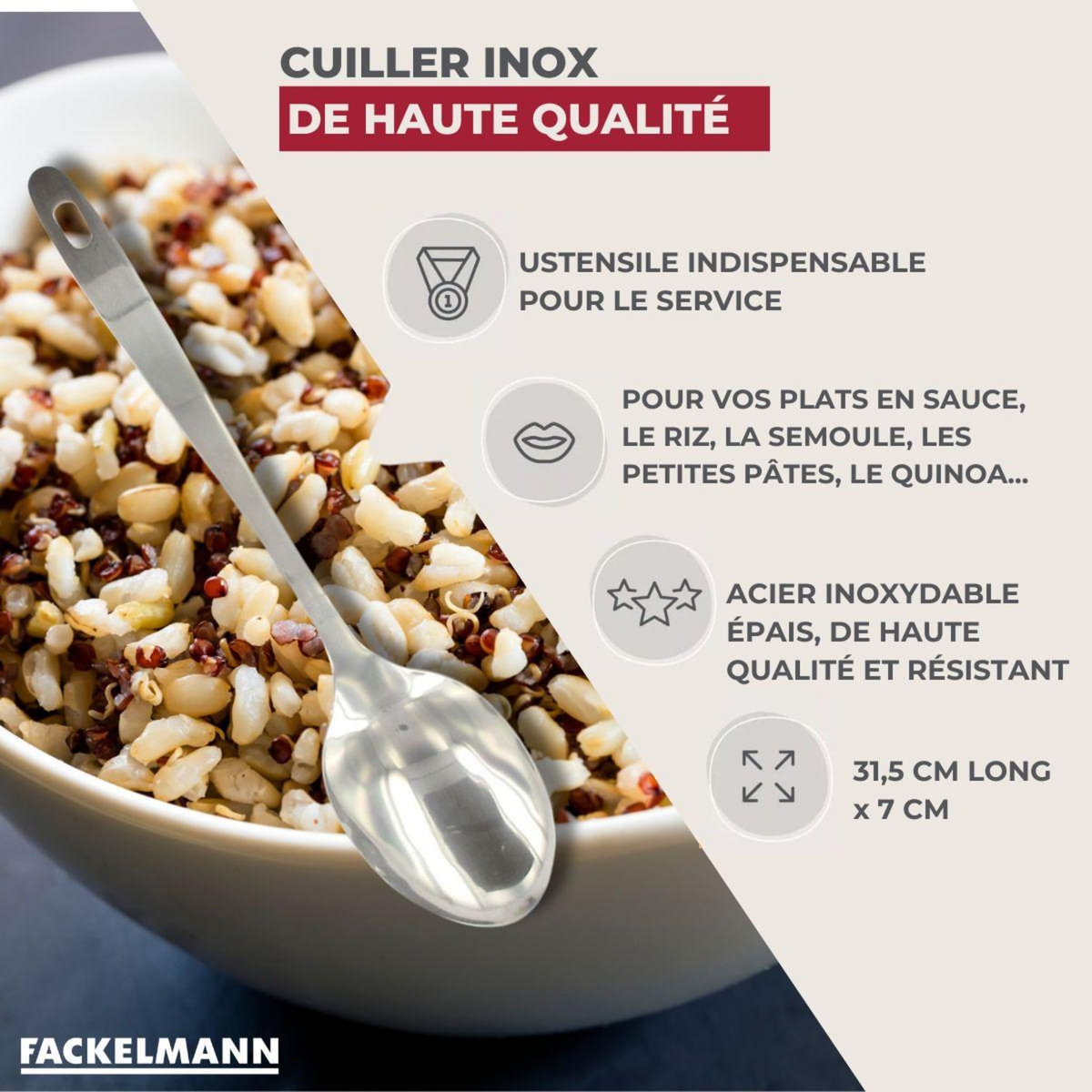 Fackelmann Cuillère de service inox 31,5 cm Fackelmann Oxford