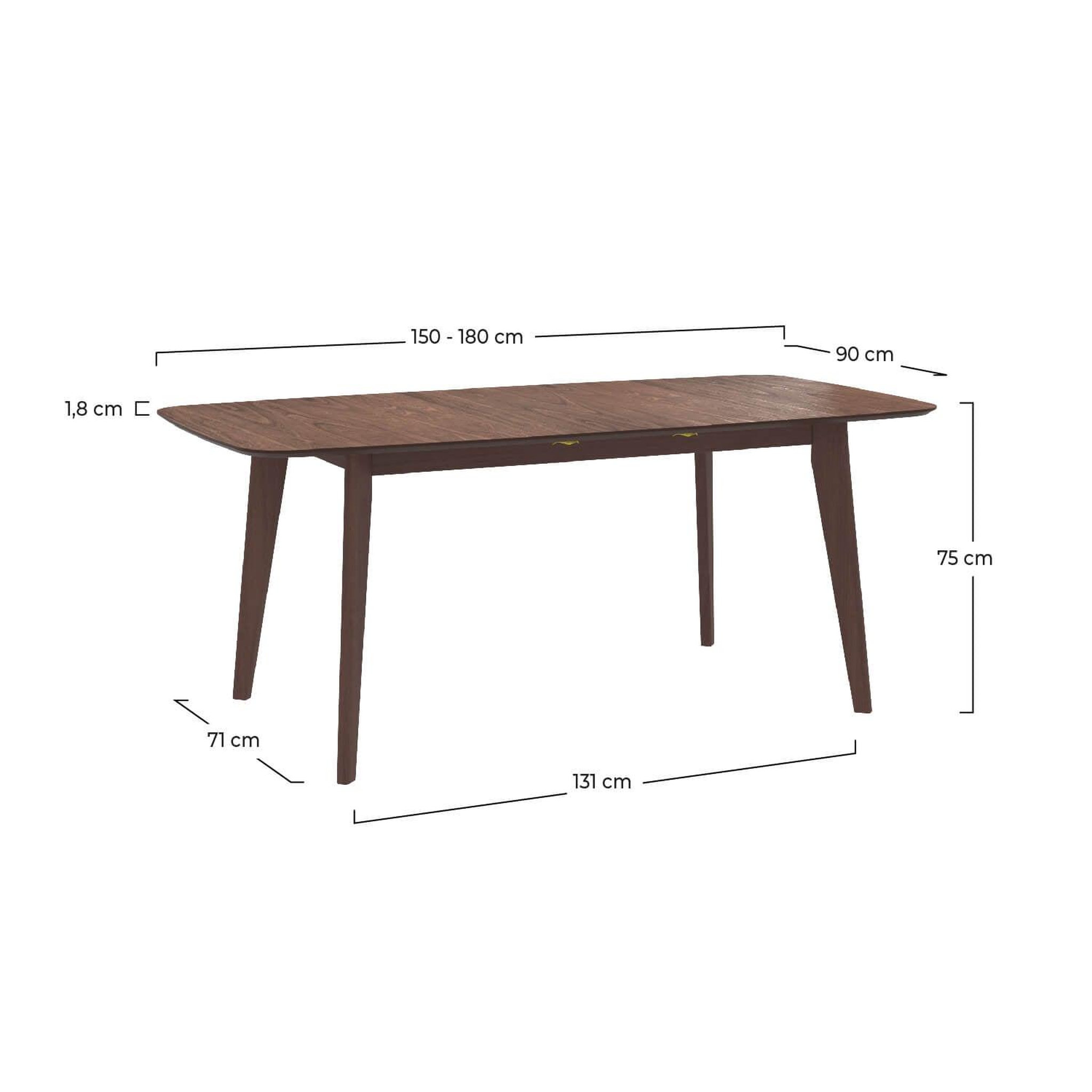 Voir la diapositive 4 : MAISON PAVANE Table rectangulaire 4/6 personnes extensible en bois foncé 150/180 cm-oman