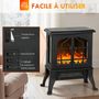 Voir la diapositive 6 : HOMCOM Cheminée électrique poêle style néo-rétro 900-1800W simulation flammes LED 3D plastique verre noir