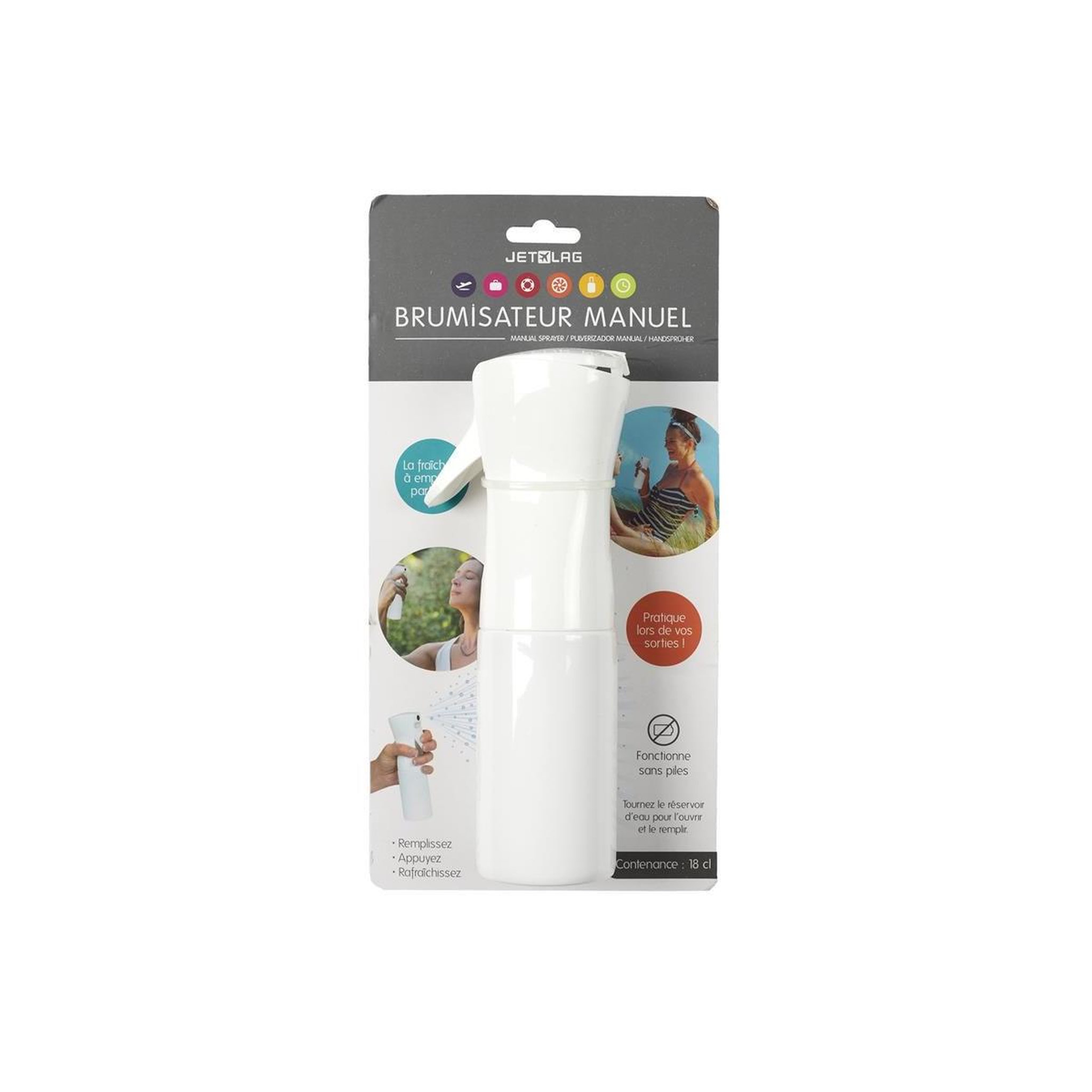 Voir la diapositive 2 : JET LAG Brumisateur spray  manuel  19cm blanc