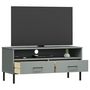 Voir la diapositive 3 : VIDAXL Meuble TV avec pieds en metal Gris Bois de pin massif OSLO