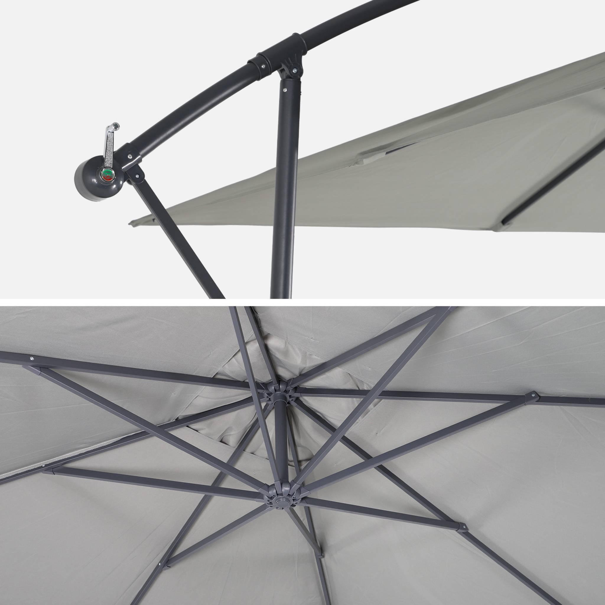Voir la diapositive 5 : SWEEEK Parasol déporté carré 3x3m Hardelot , mat excentré, 8 baleines, toile 180g déperlante