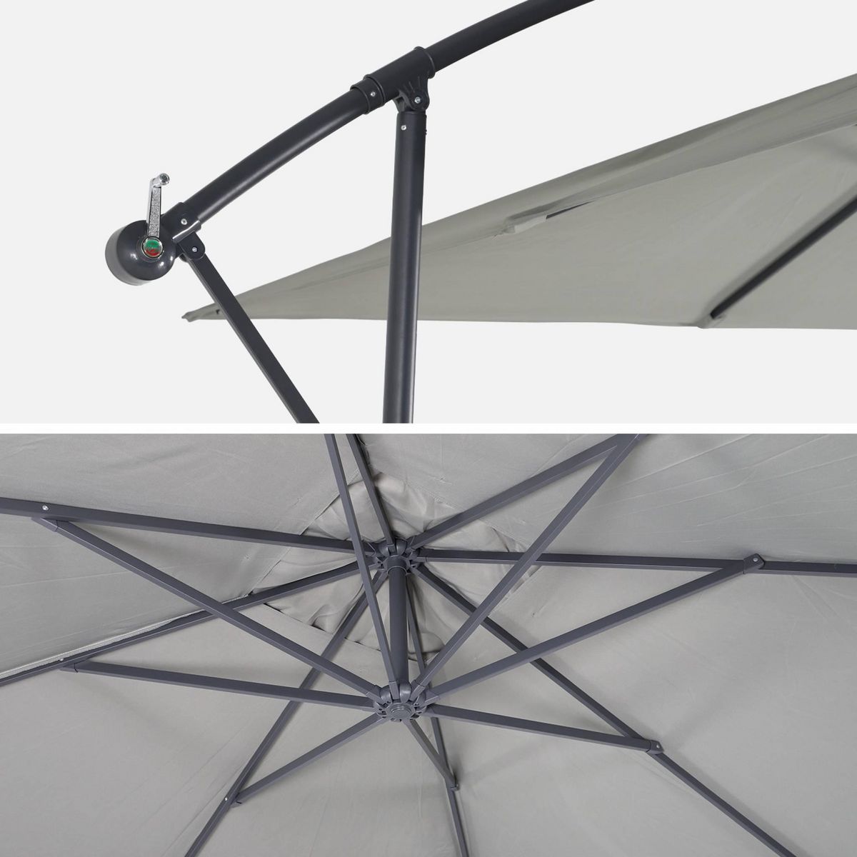 SWEEEK Parasol déporté carré 3x3m Hardelot , mat excentré, 8 baleines, toile 180g déperlante