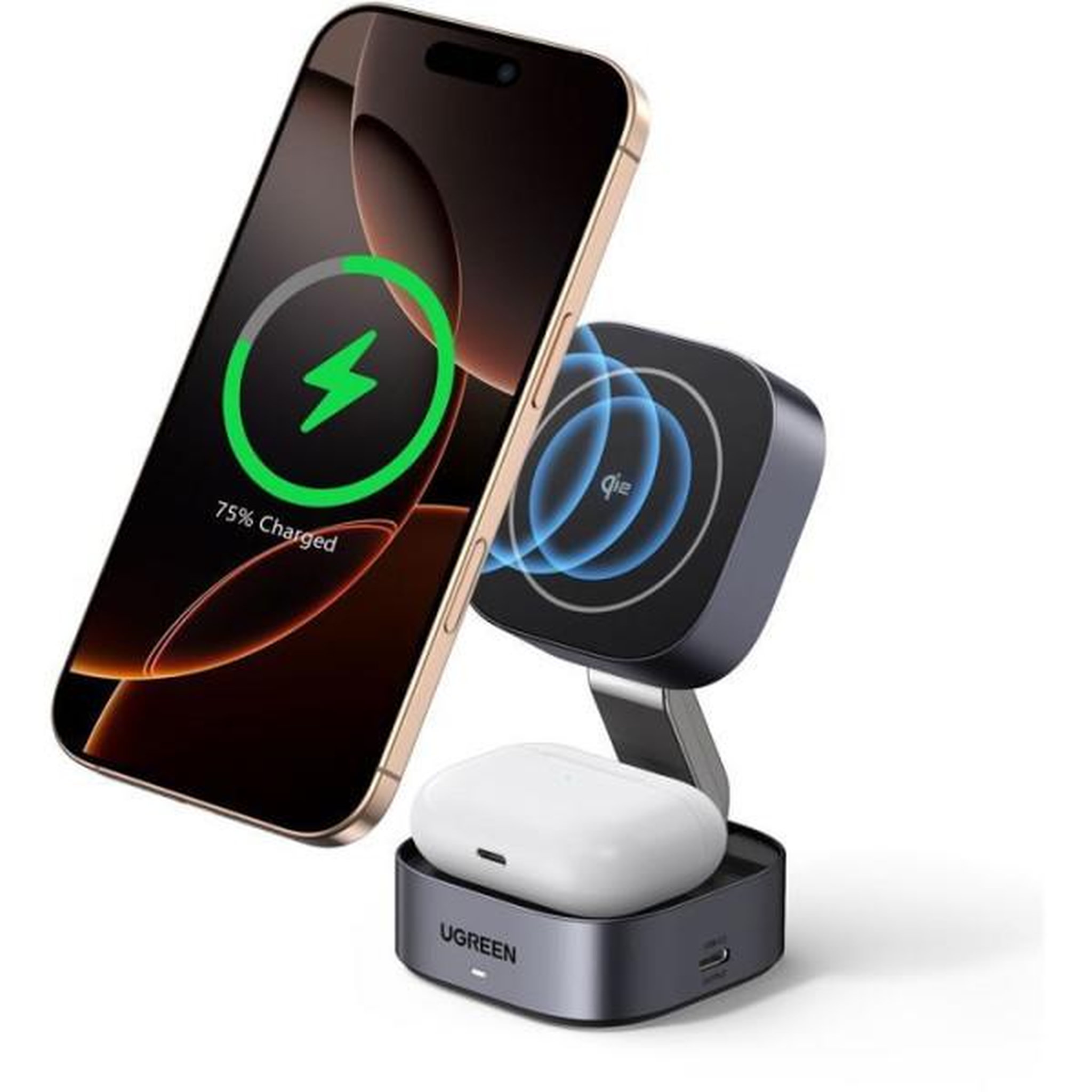 Voir la diapositive 2 : UGREEN Station de charge 2 en 1 - ugreen - compatible magsafe - 15w