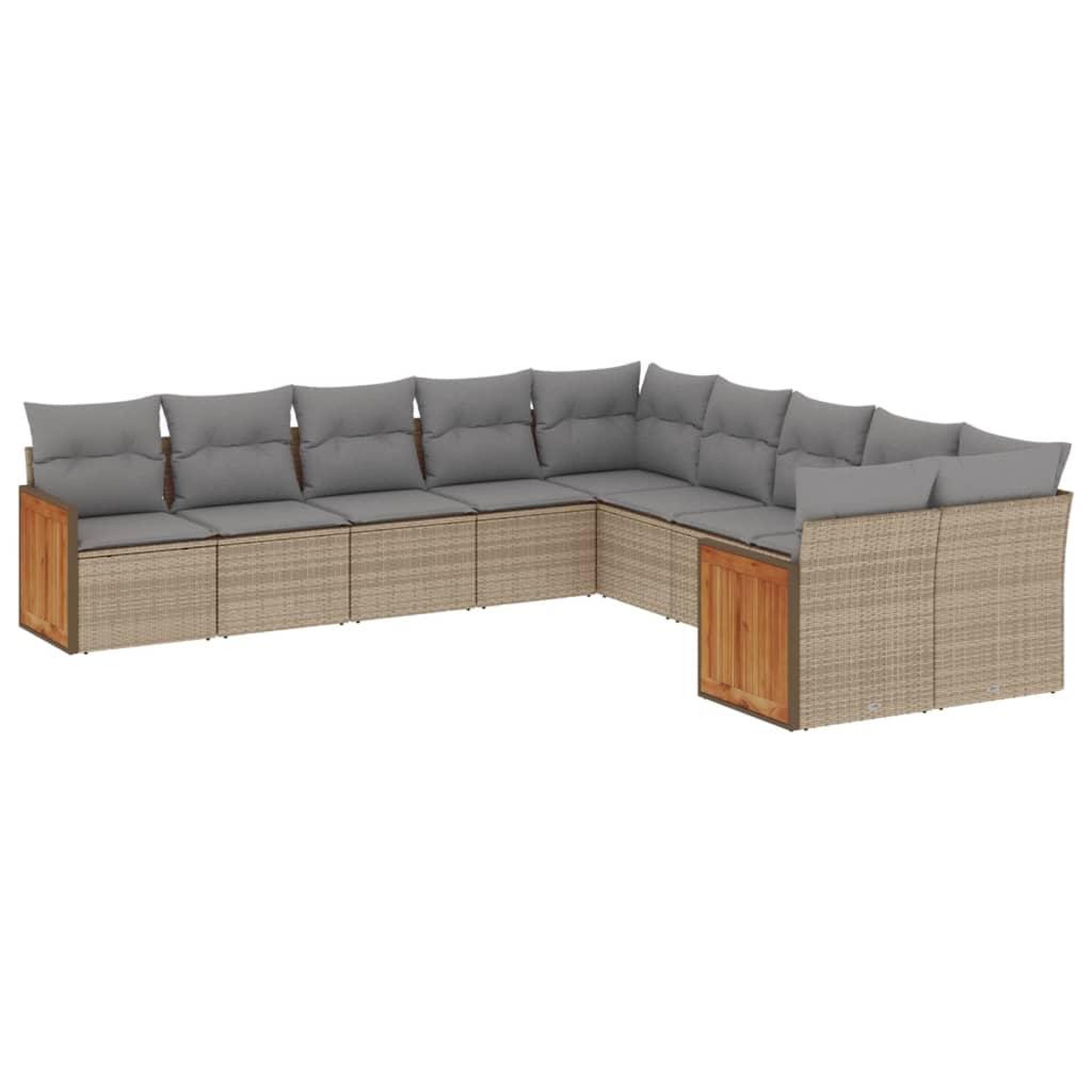 Voir la diapositive 2 : VIDAXL Salon de jardin avec coussins 10 pcs beige resine tressee