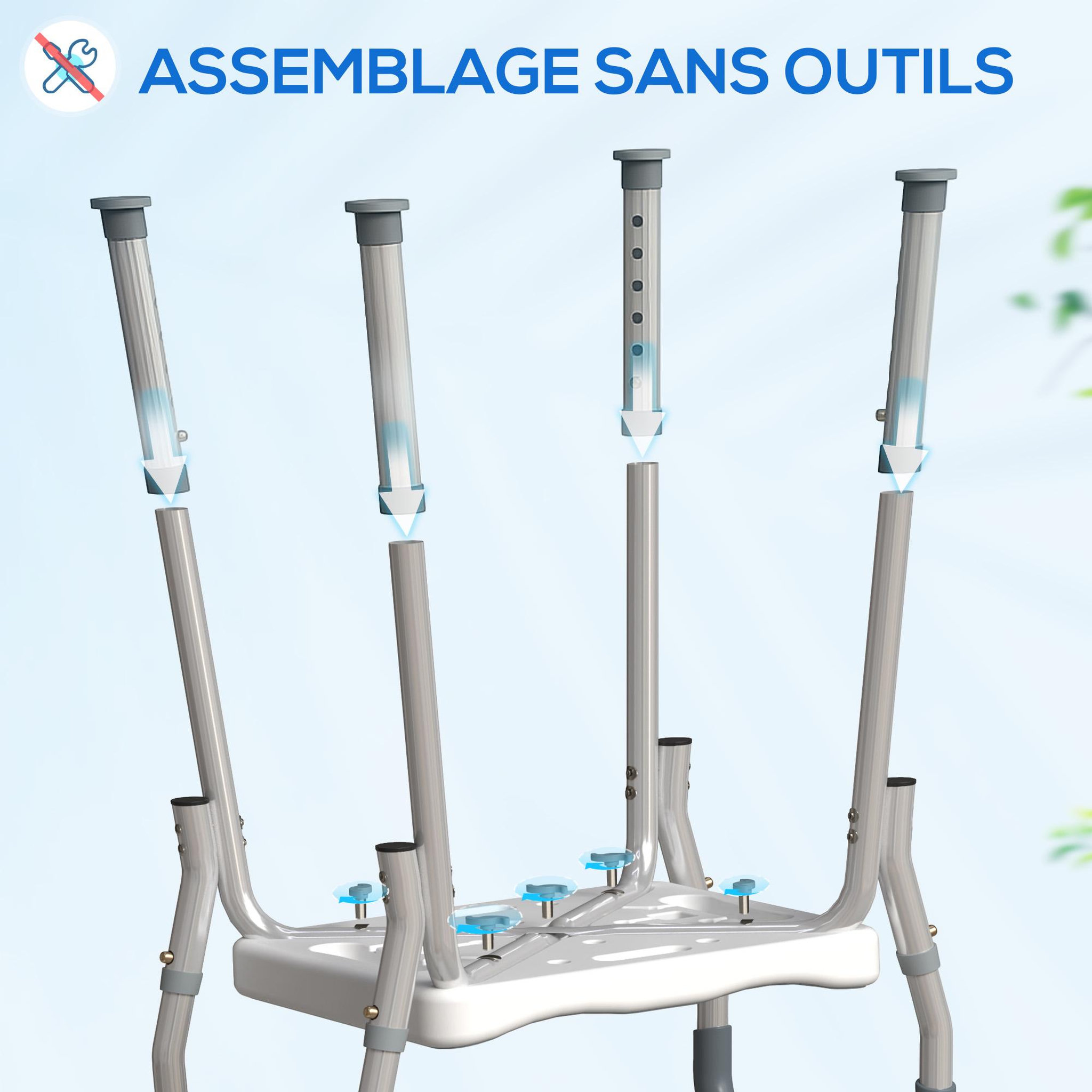 Voir la diapositive 4 : HOMCOM Chaise de douche tabouret de douche antidérapant - hauteur réglable, accoudoirs - alu hdpe gris