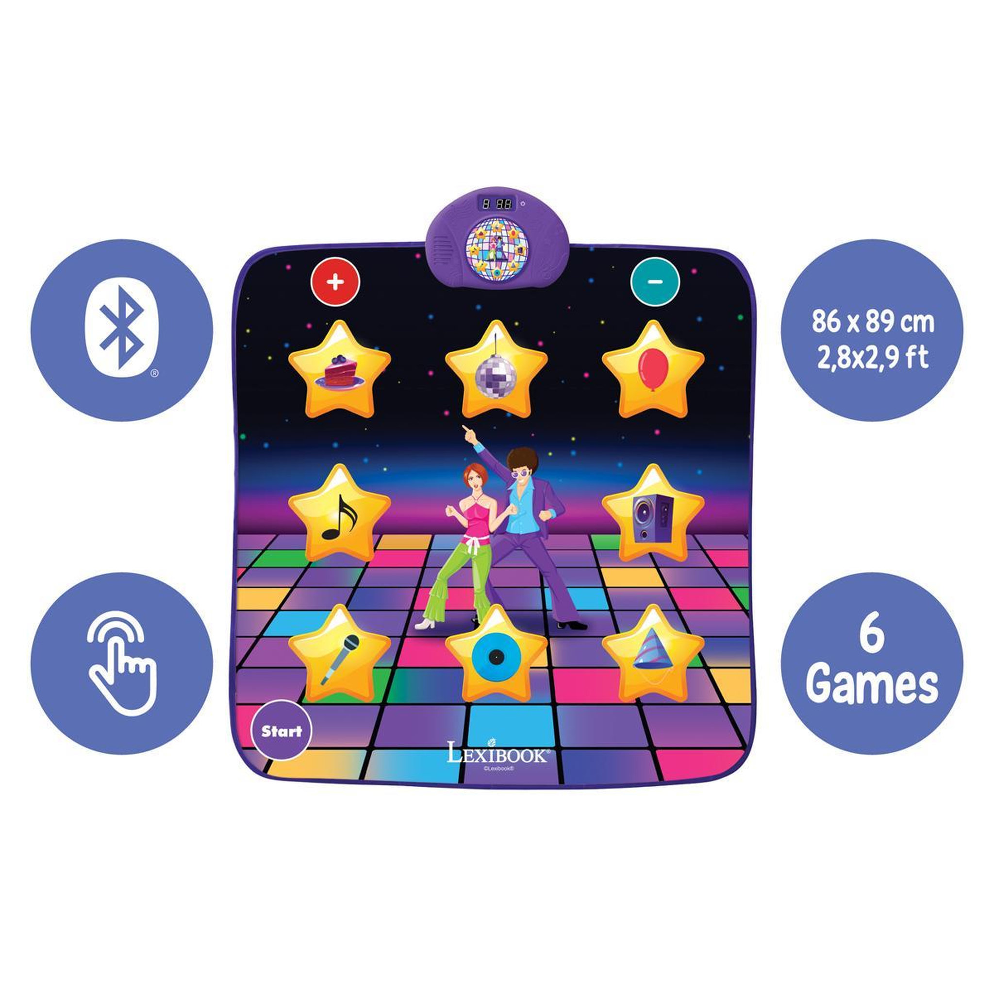 Voir la diapositive 4 : Lexibook Tapis de danse électronique Bluetooth et lumineux