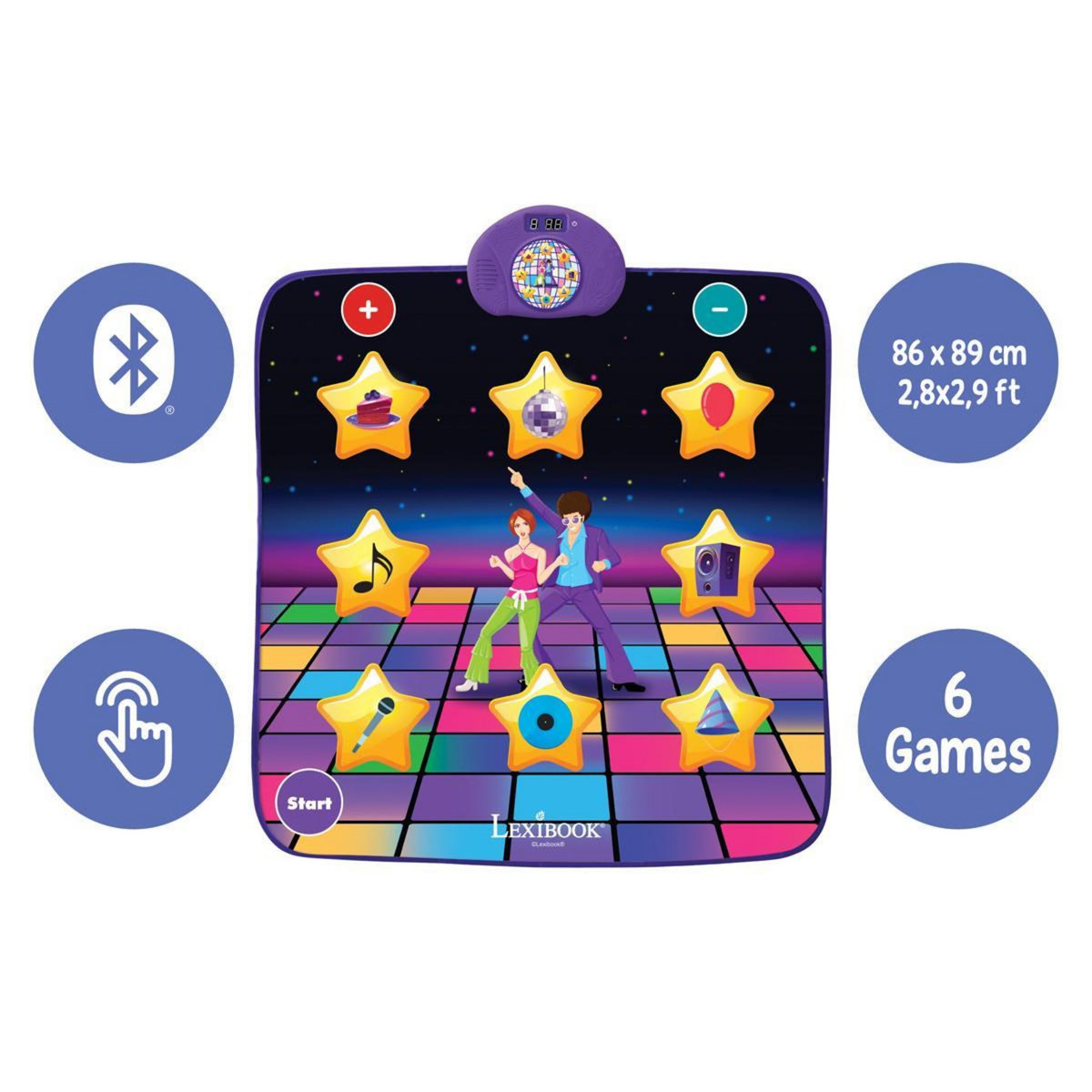 Lexibook Tapis de danse électronique Bluetooth et lumineux