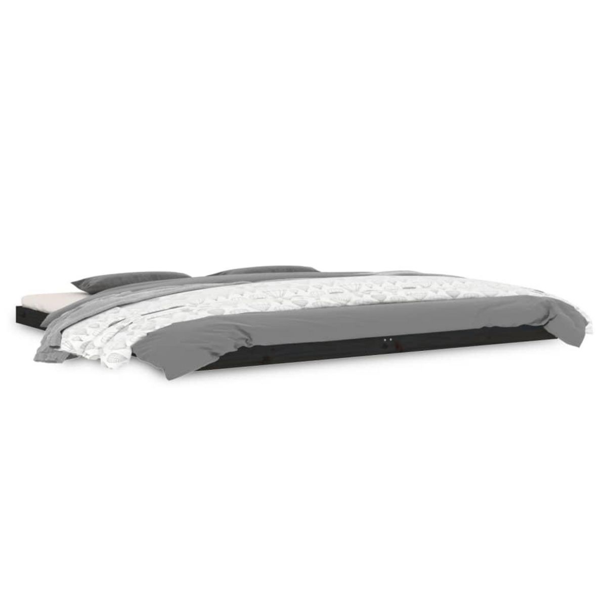 VIDAXL Cadre de lit sans matelas noir 200x200 cm bois massif de pin