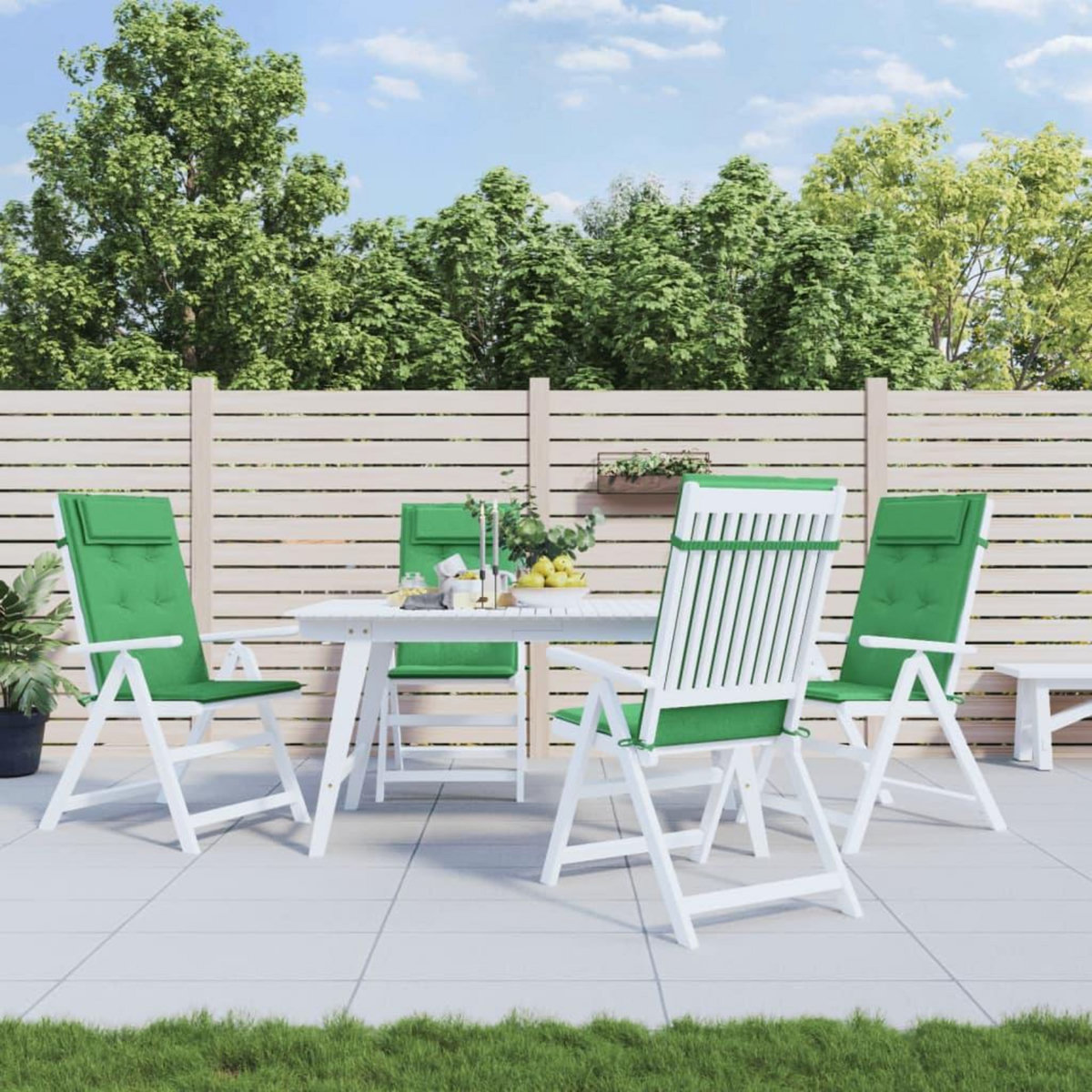 VIDAXL Coussins de chaise a dossier haut lot de 4 vert tissu oxford