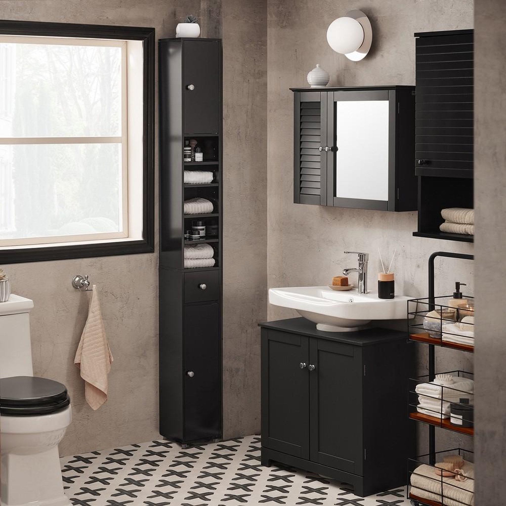 Voir la diapositive 2 : SOBUY SoBuy - Colonne De Salle De Bain à un tiroir - Moderne - BZR34