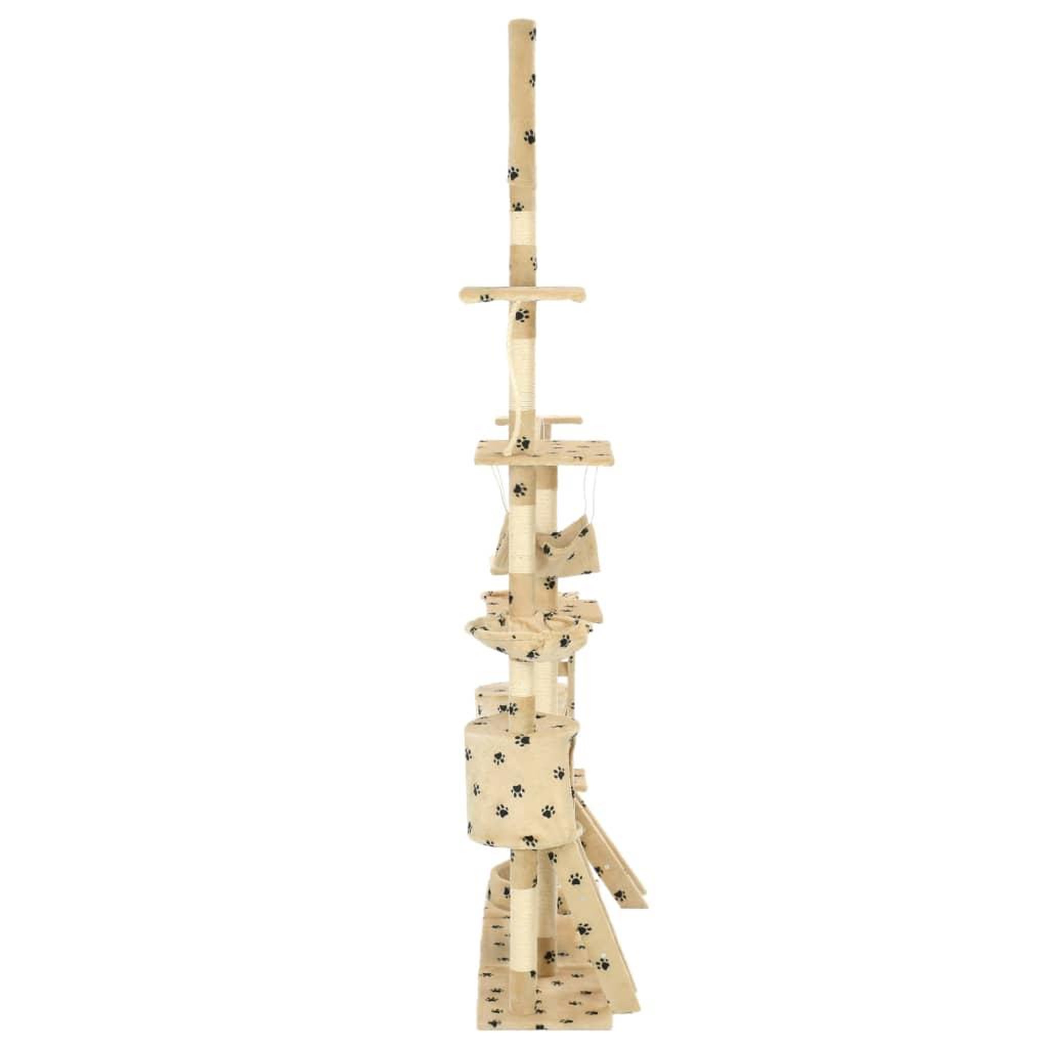Voir la diapositive 3 : VIDAXL Arbre a chat et griffoirs 230-250 cm Empreintes de pattes Beige