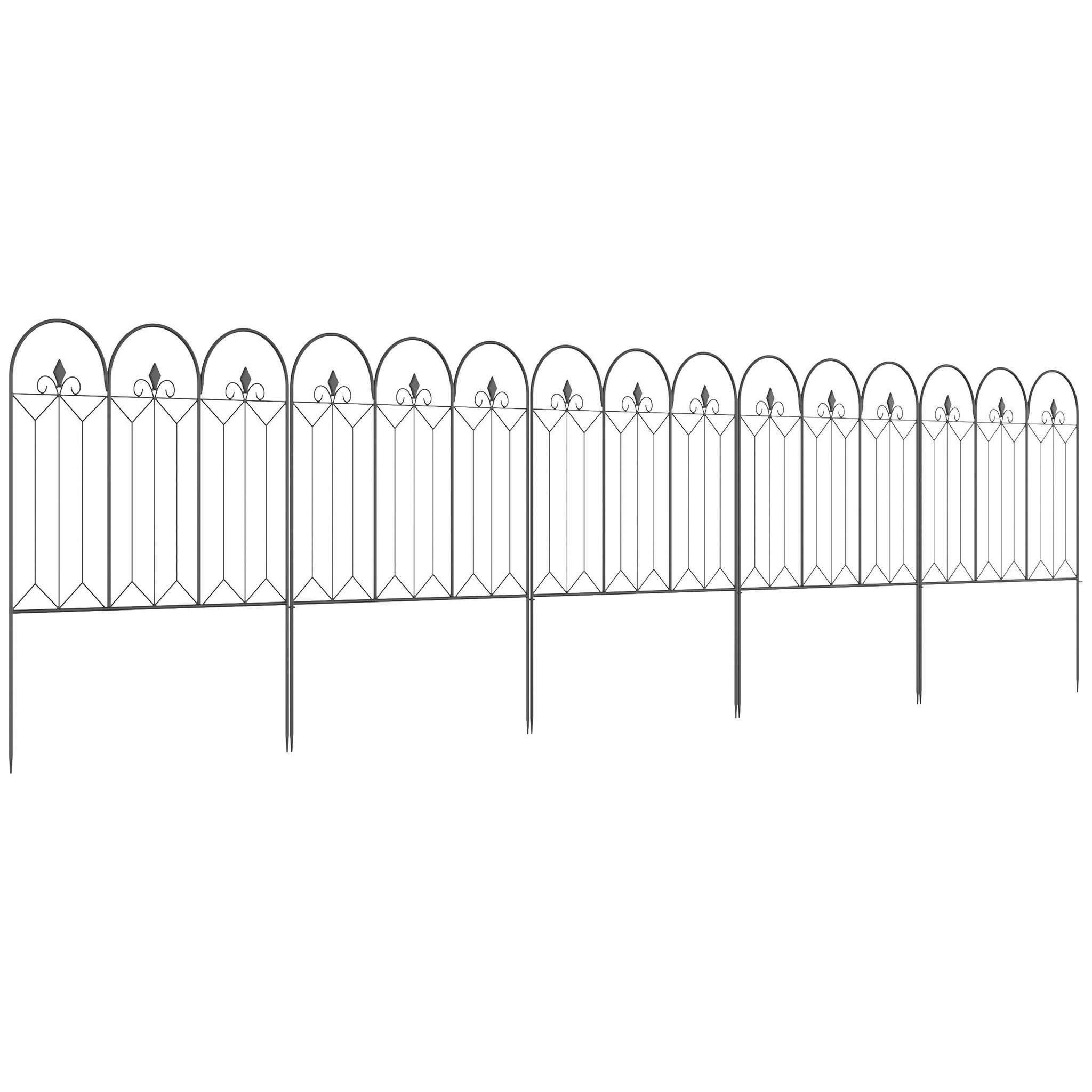 OUTSUNNY Lot de 5 clôtures de jardin décoratives en métal avec ornements - dim. totales 305L x 79,5H cm - noir