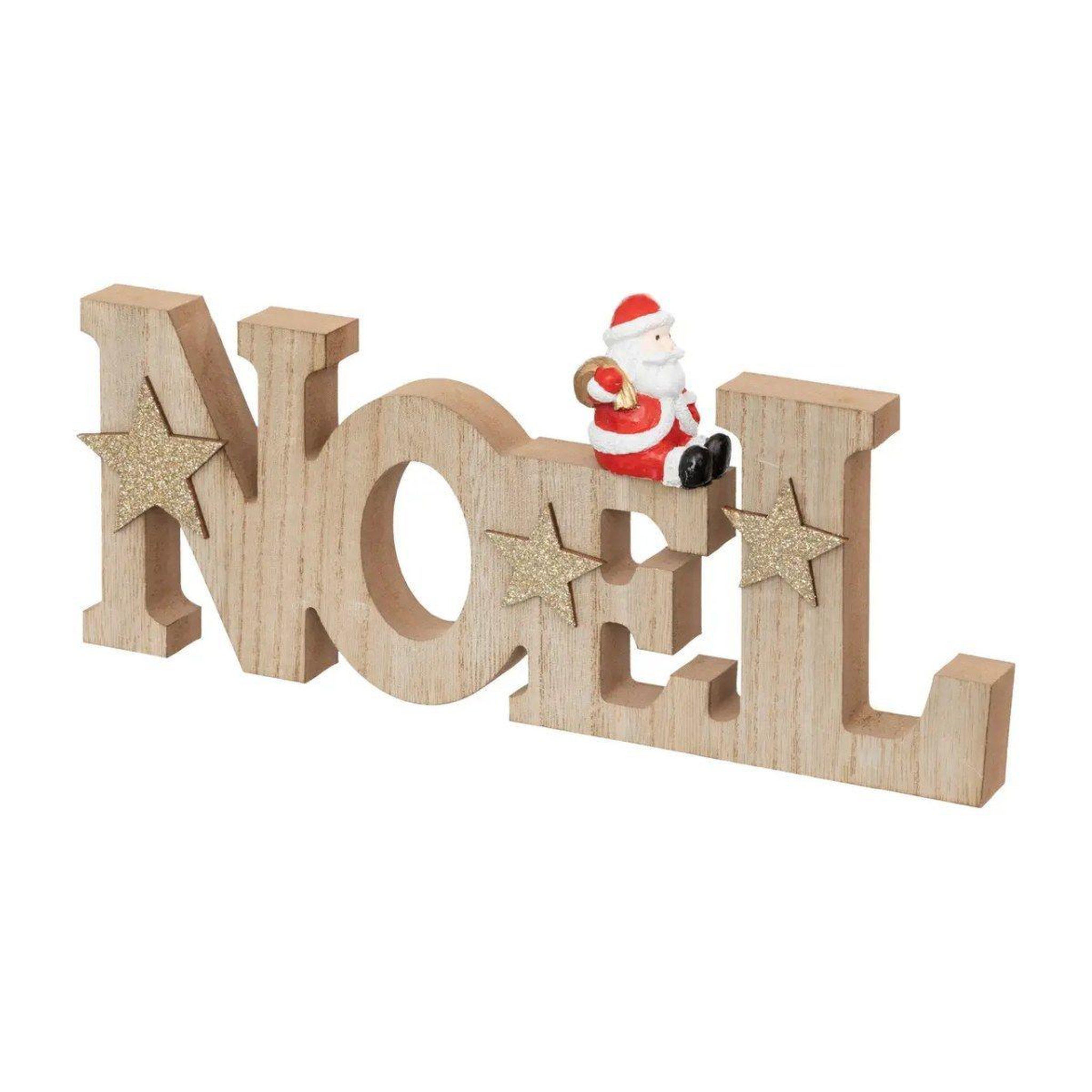 ATMOSPHERA Déco de noël en bois  père noël  30cm marron