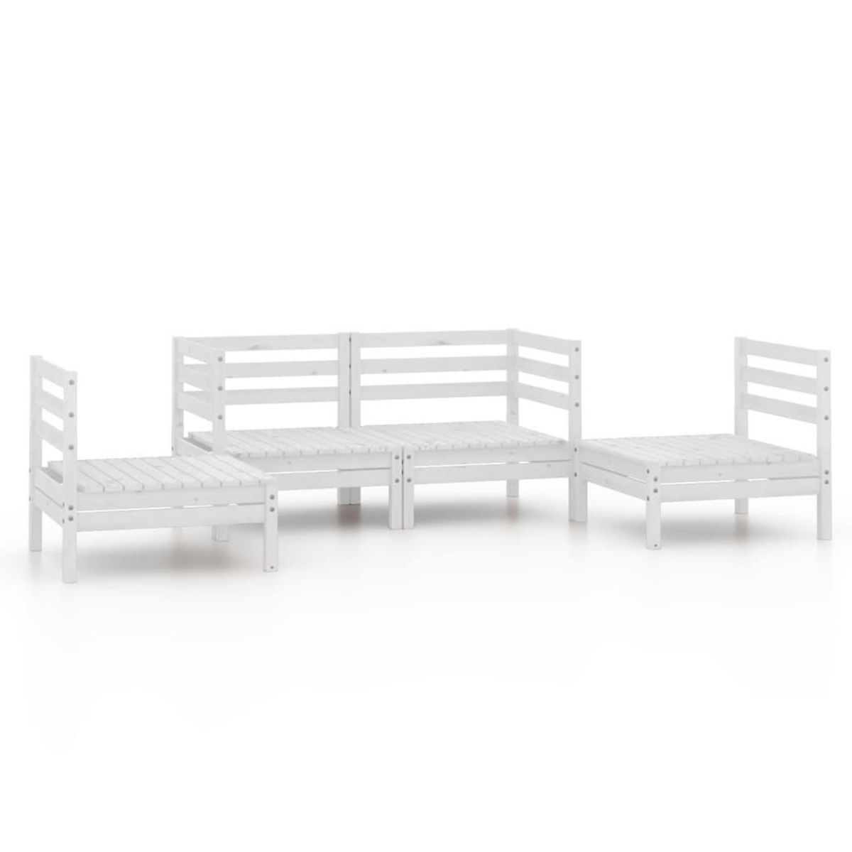 VIDAXL Salon de jardin 4 pcs Blanc Bois de pin massif