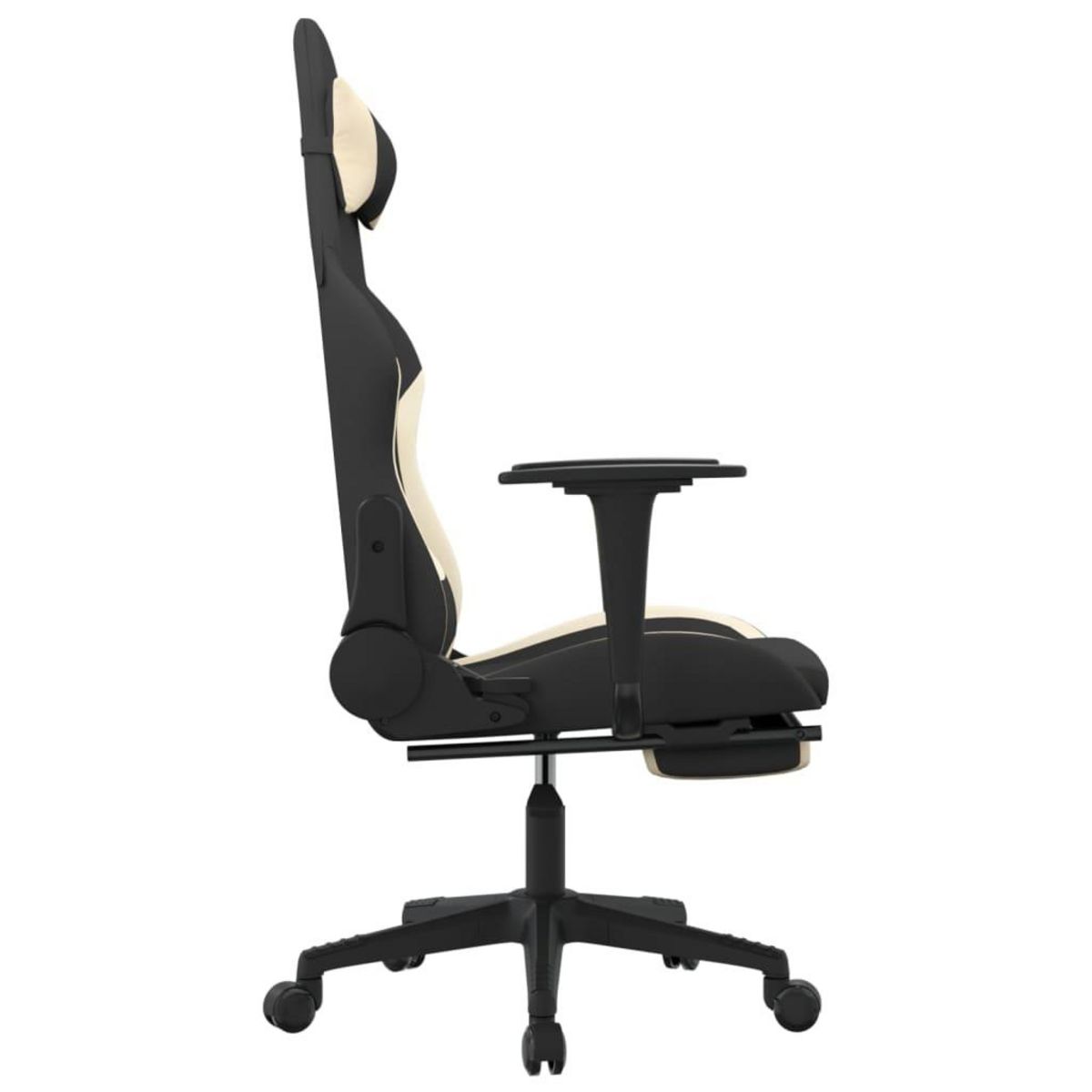 VIDAXL Chaise de jeu avec repose-pied Noir et creme Tissu