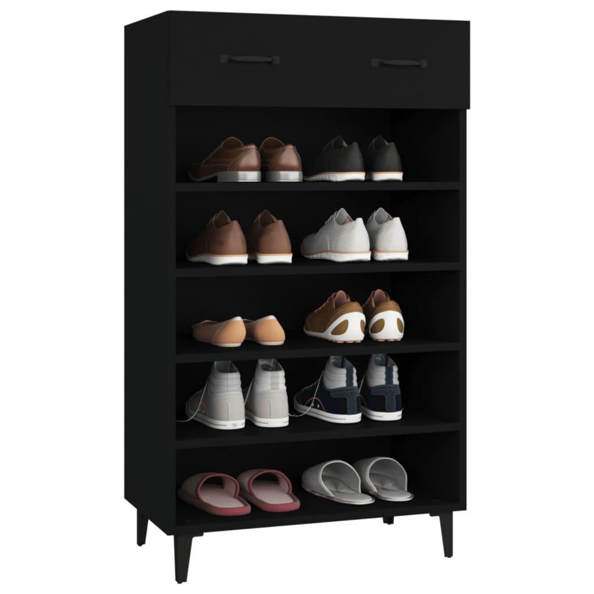 VIDAXL Armoire a chaussures Noir 60x35x105 cm Bois d'ingenierie