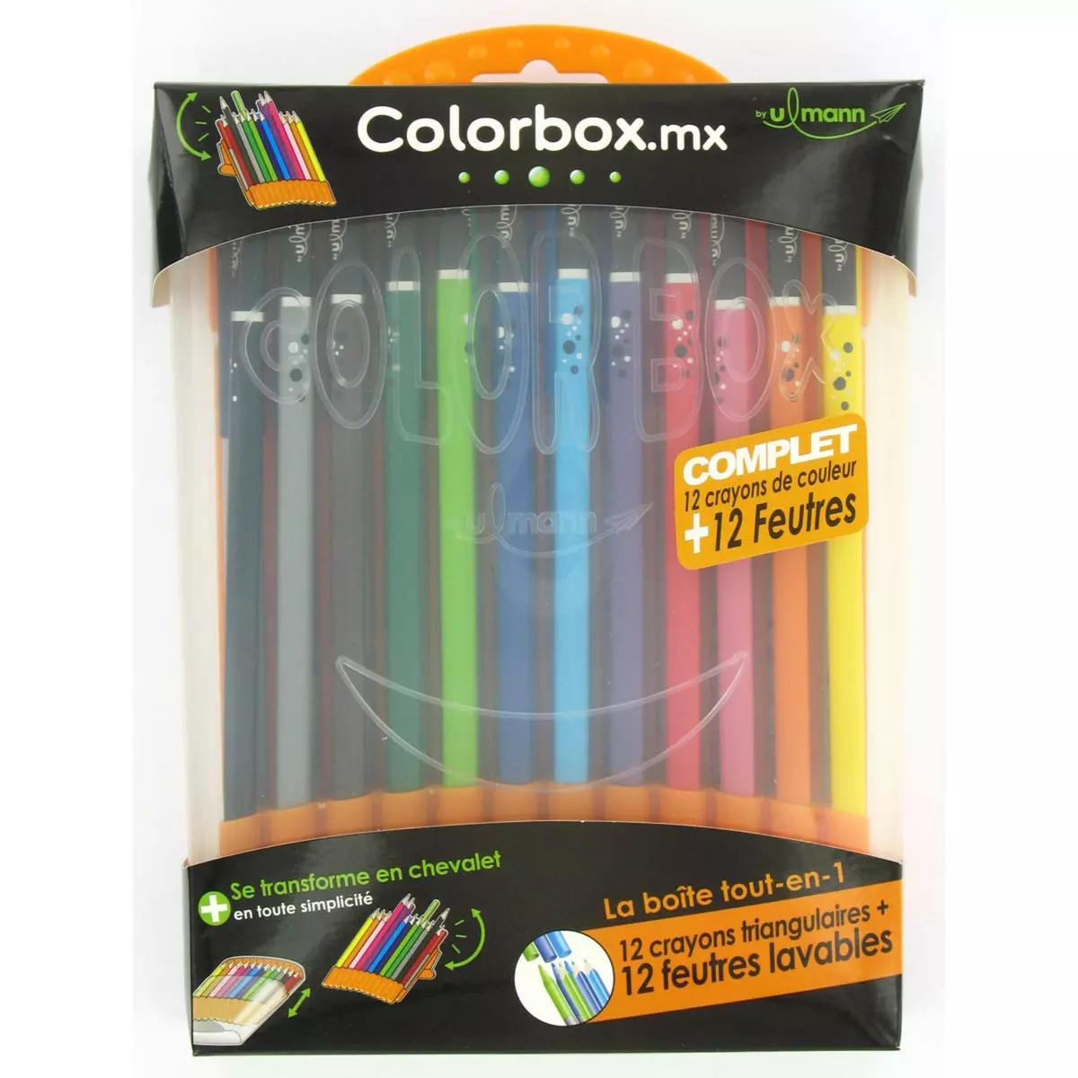 ULMANN  Coffret de coloriage 12 feutres lavables + 12 crayons de couleurs Colorbox MX orange