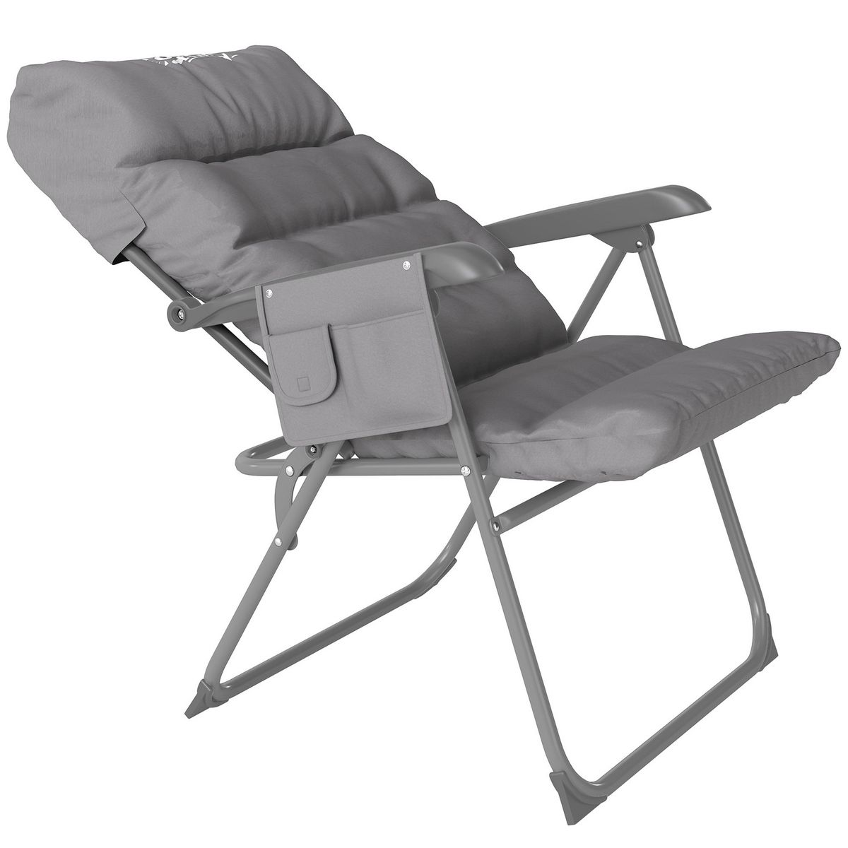 OUTSUNNY Chaise de camping pliante rembourrée inclinable grand confort gris
