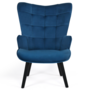 Voir la diapositive 3 : ID MARKET Fauteuil scandinave ANIA en velours bleu