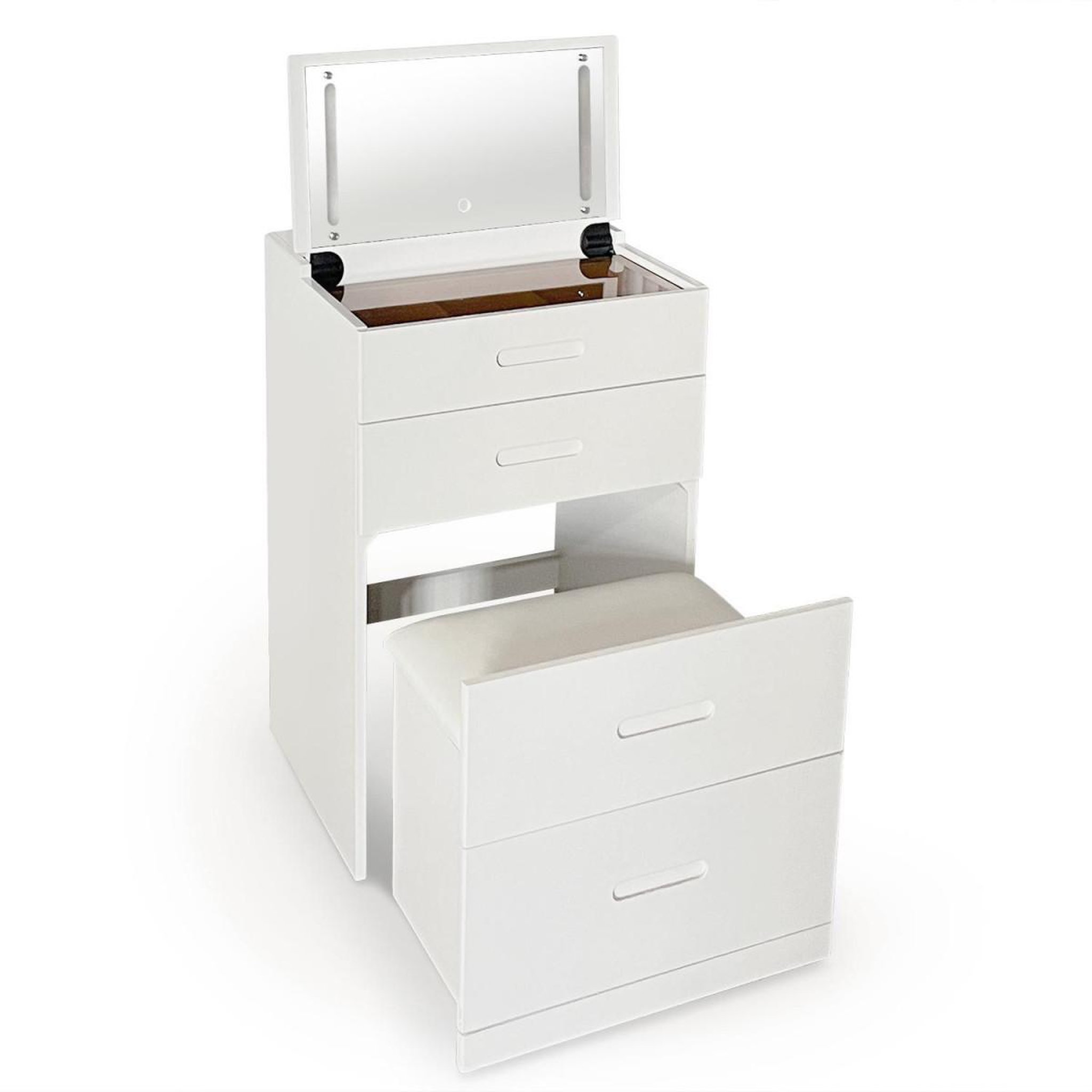 Paris Prix Coiffeuse compacte avec miroir led  clarissa  80cm blanc