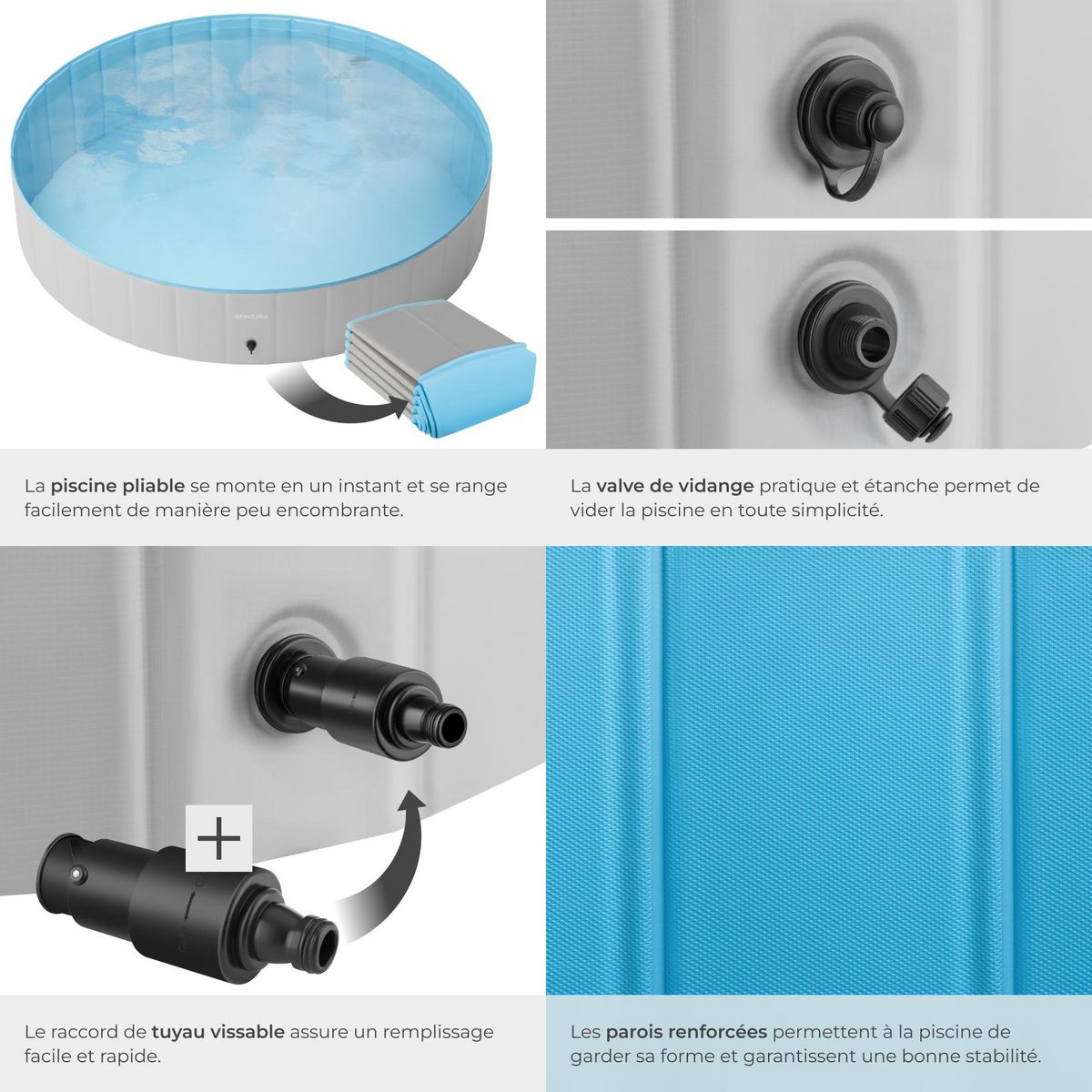 tectake Piscine pour chien en différentes tailles gris/bleu