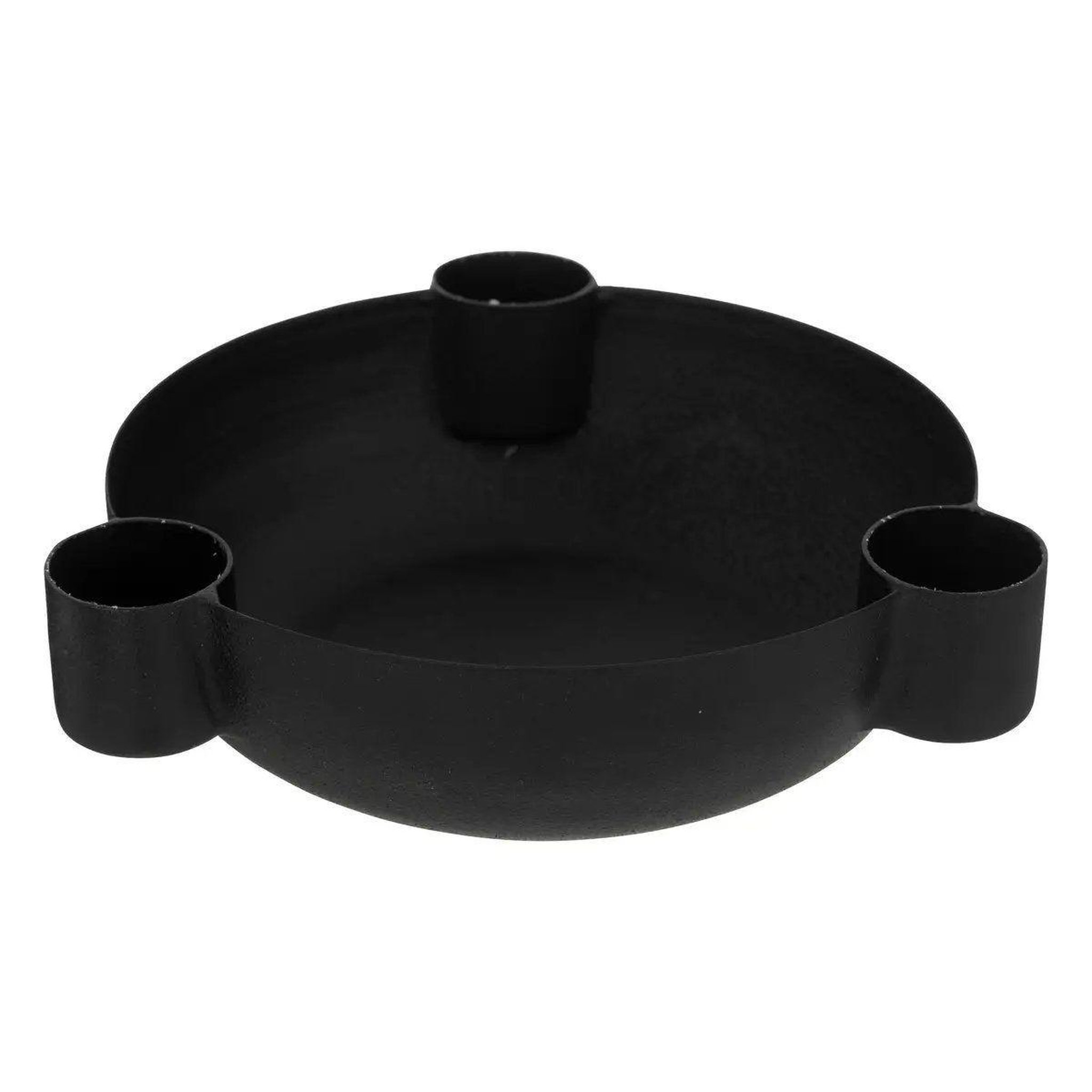 ATMOSPHERA Bougeoir 3 bougies en métal  jiling  14cm noir