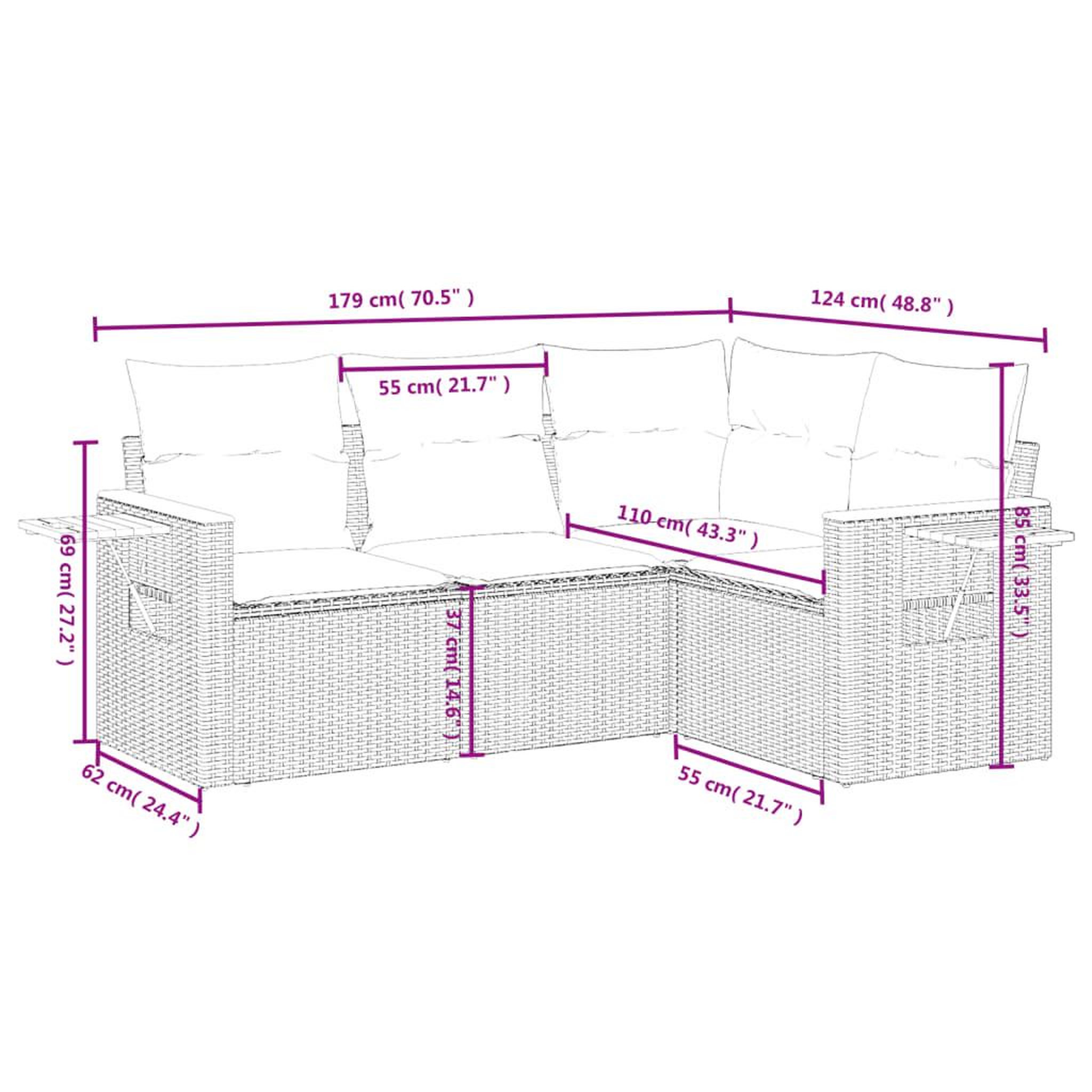 Voir la diapositive 6 : VIDAXL Salon de jardin avec coussins 4 pcs beige resine tressee