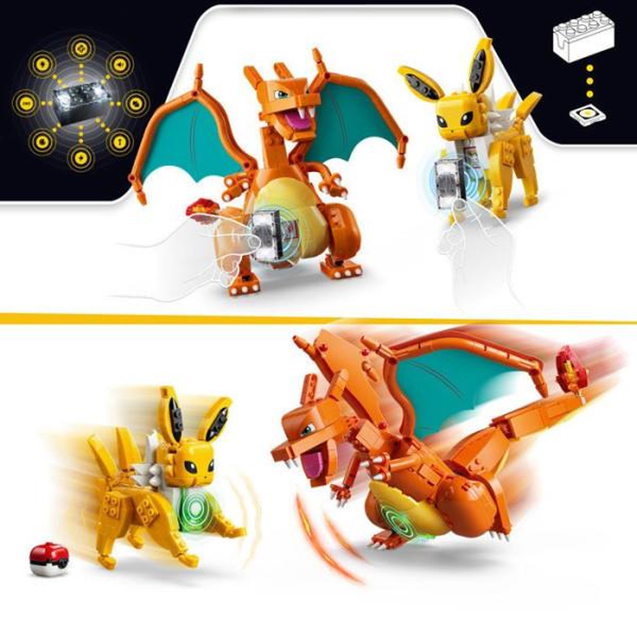Voir la diapositive 3 : LEGO LEGO Pokémon 72167 - Set de construction Pokémon SMART Play™ - Dracaufeu et Voltali, Combat Ultime - Set Tout-en-un - Des 8