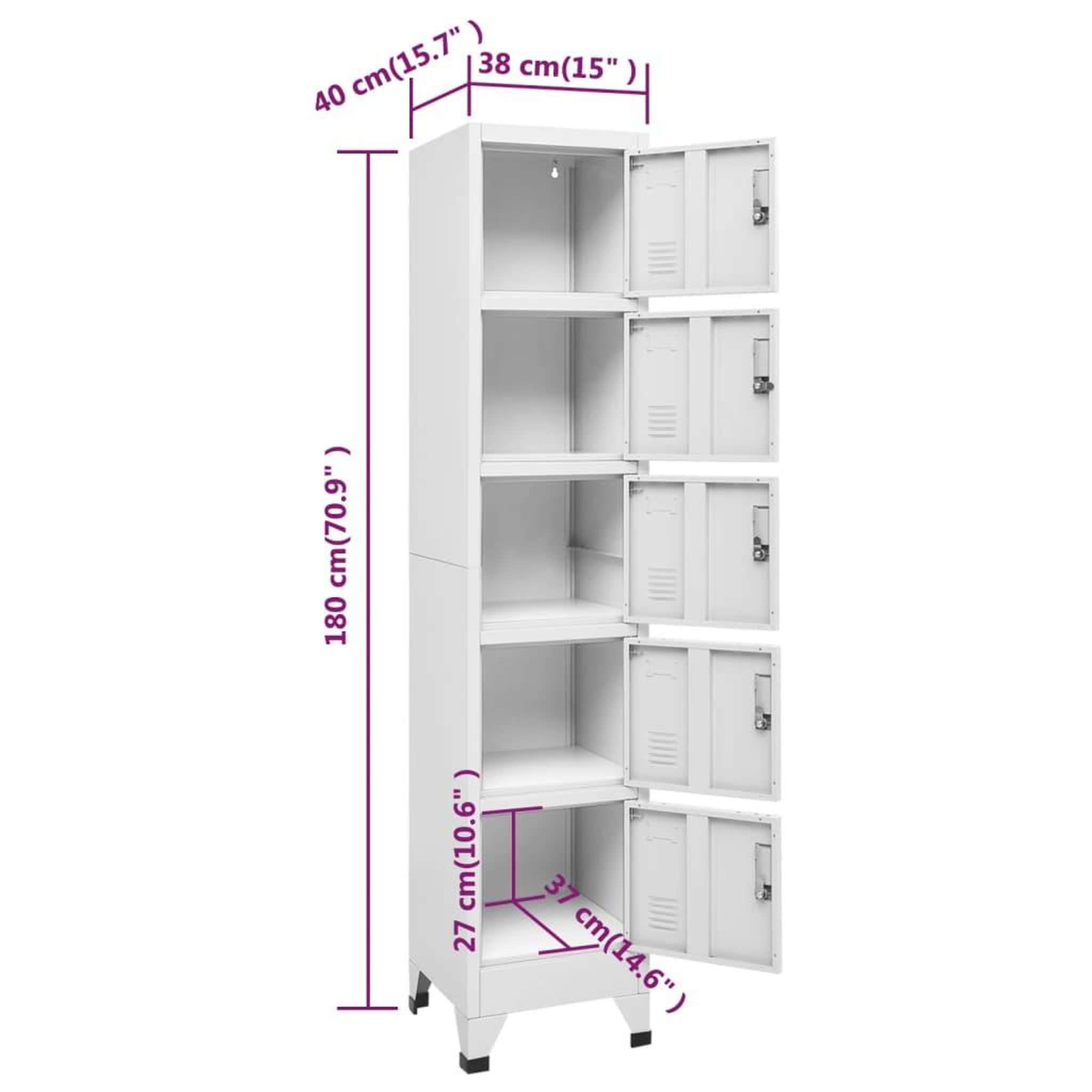 Voir la diapositive 6 : VIDAXL Armoire a casiers Blanc 38x40x180 cm Acier
