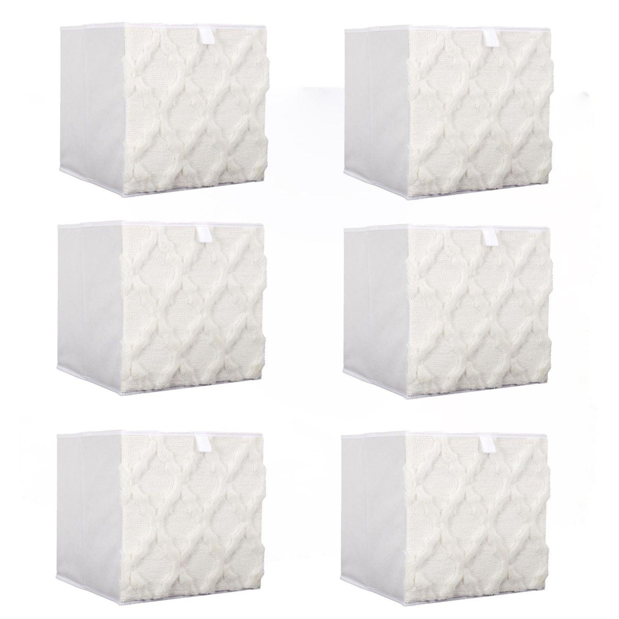TOILINUX Lot de 6 cubes de rangement pliable losange - 30 x 30 cm - beige
