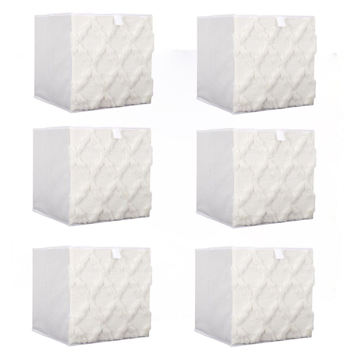 The Home Deco Factory Lot de 6 cubes de rangement pliable losange - 30 x 30 cm - Beige