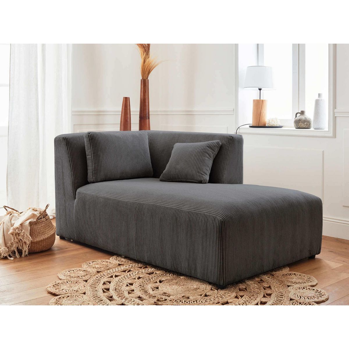 LISA DESIGN Victoire - canapé modulable d'angle droit - 5 places - en velours côtelé