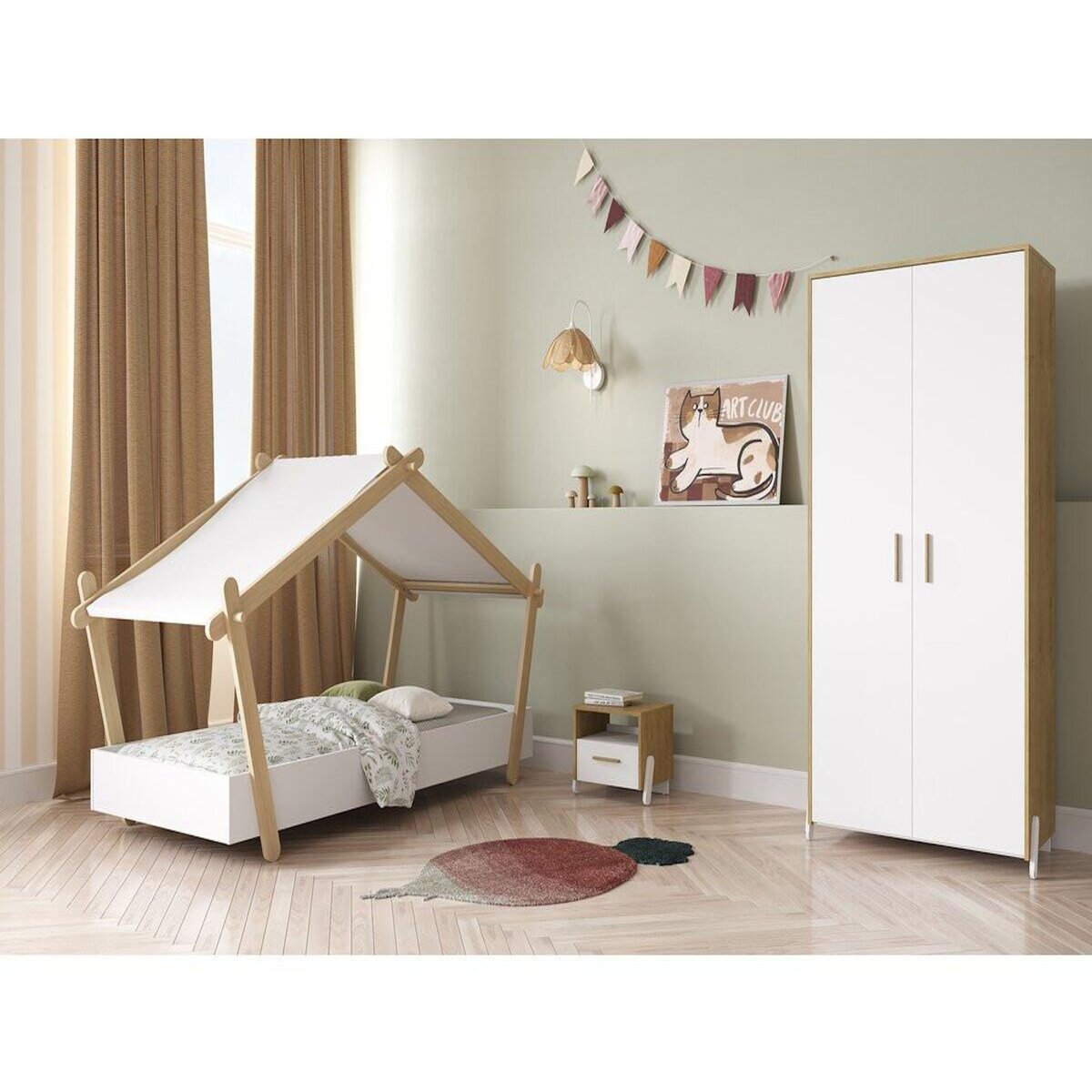 Habitat et Jardin Lit cabane surélevé enfant   Lodge   - 70 x 140 cm - Blanc mat