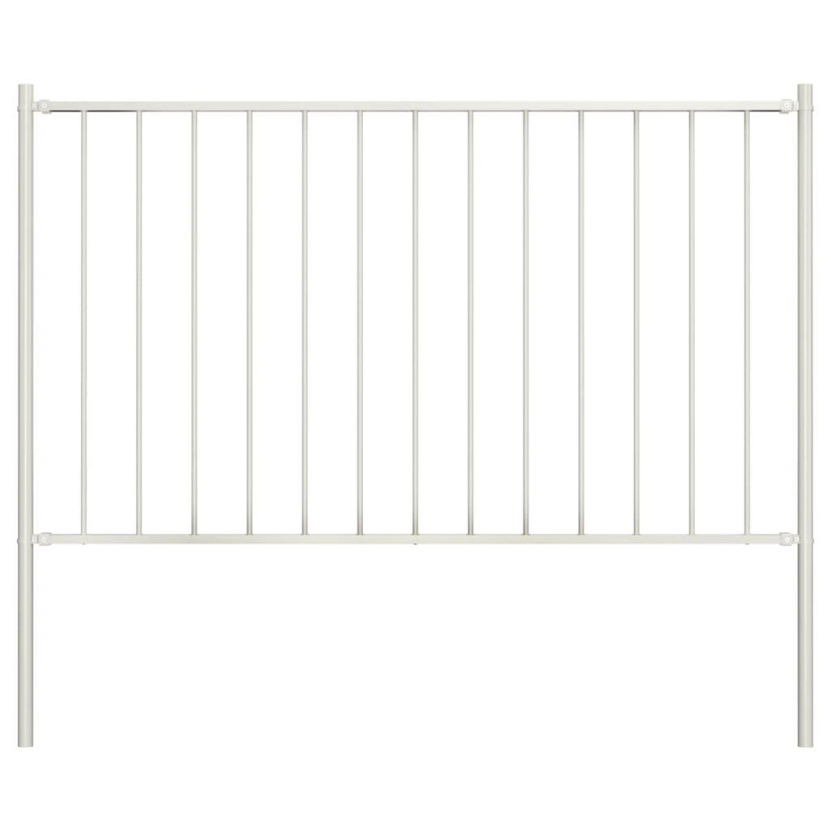 VIDAXL Panneau cloture et poteaux acier enduit de poudre 1,7x1 m blanc