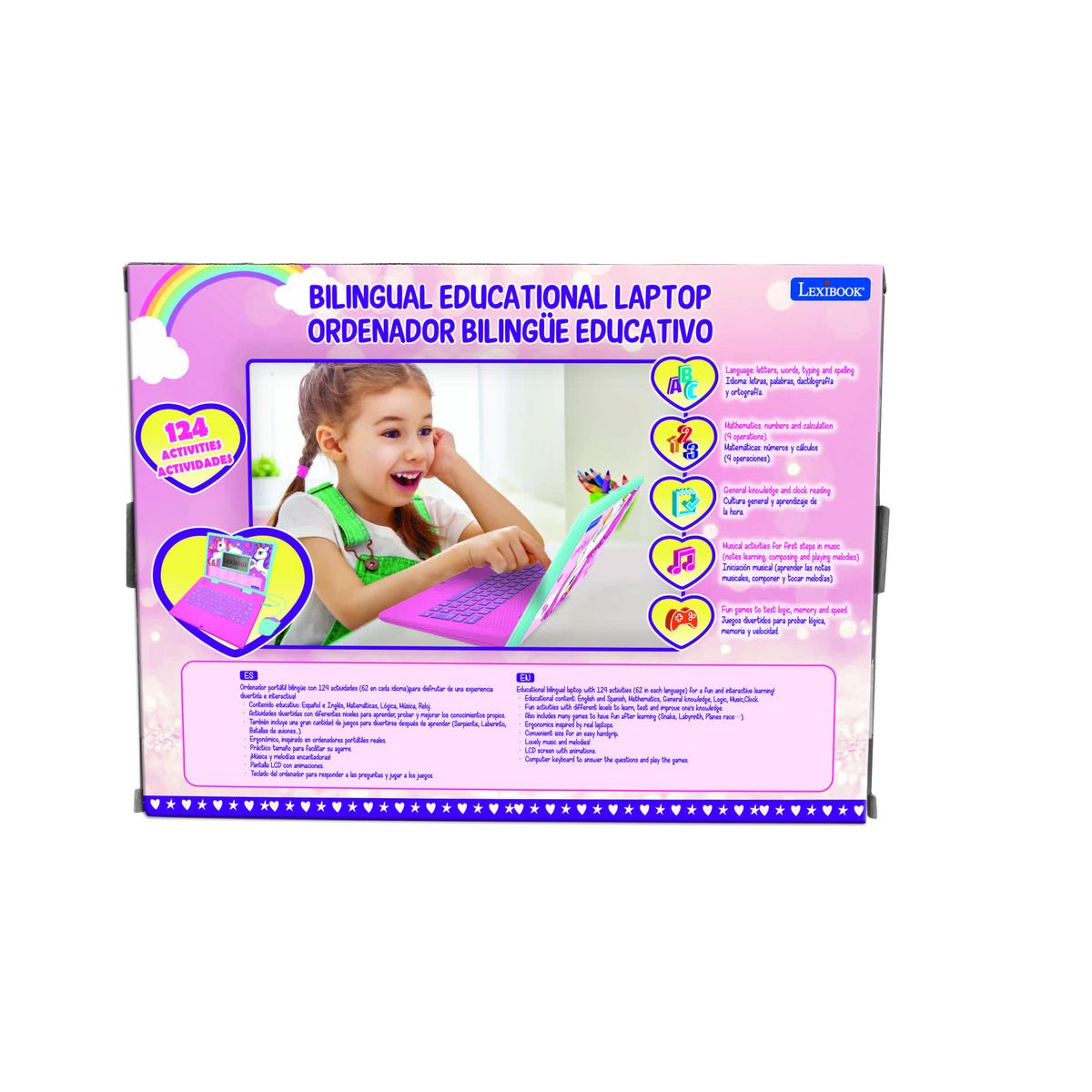 Lexibook Ordinateur portable éducatif bilingue Licorne (EN/ES)
