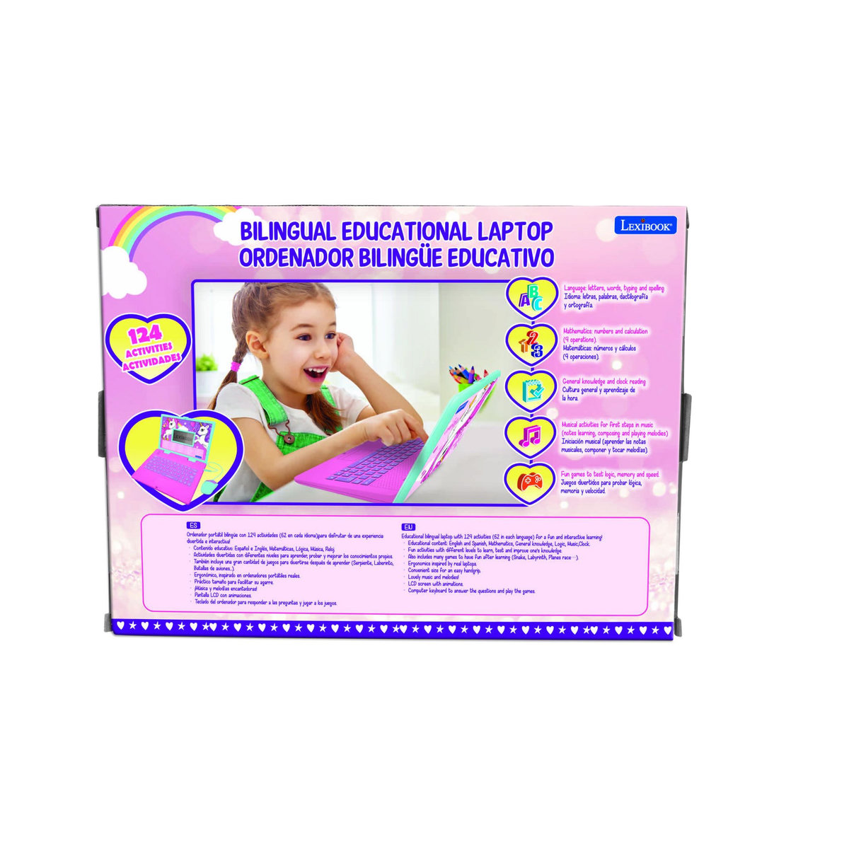 Lexibook Ordinateur portable éducatif bilingue Licorne (EN/ES)