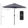 Voir la diapositive 3 : OUTSUNNY Parasol inclinable de jardin balcon terrasse manivelle toile polyester imperméabilisée haute densité 180 g/m² Ø2,7 x 2,35H m alu gris