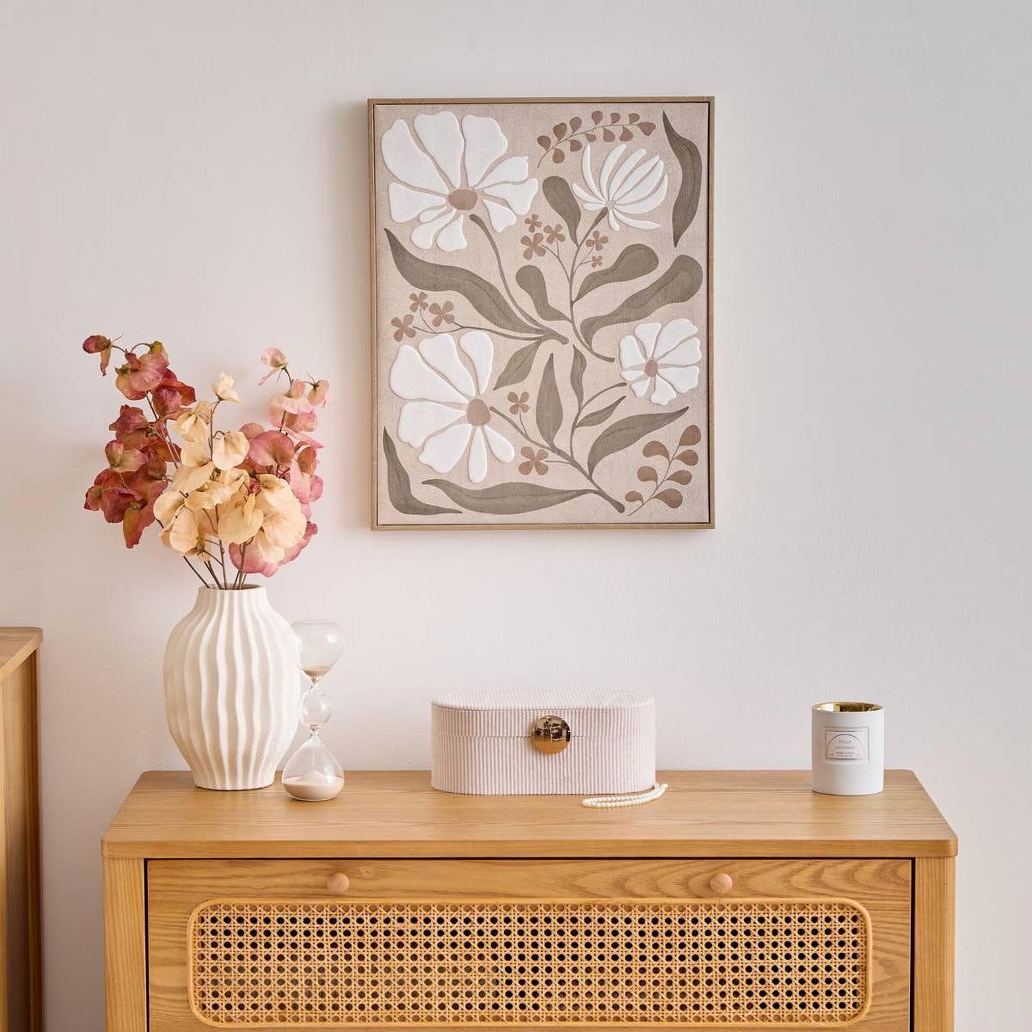 Voir la diapositive 3 : ATMOSPHERA Toile imprimée fleur  esmée  40x50cm kaki