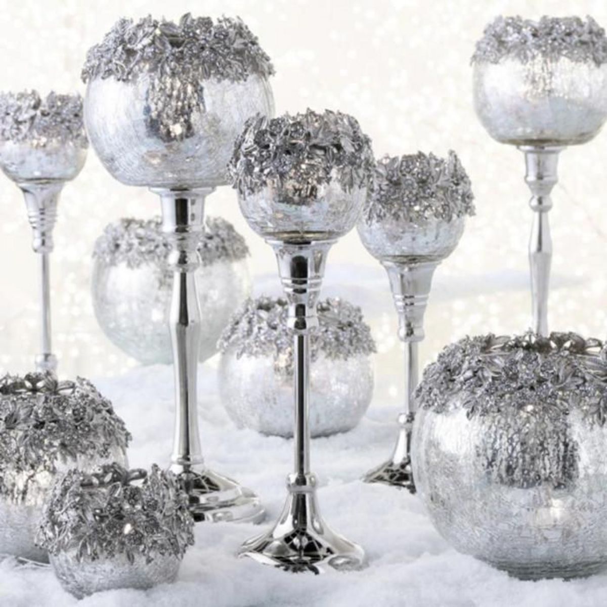 Paris Prix Photophore sur Pied en Métal  Bijou  26cm Argent