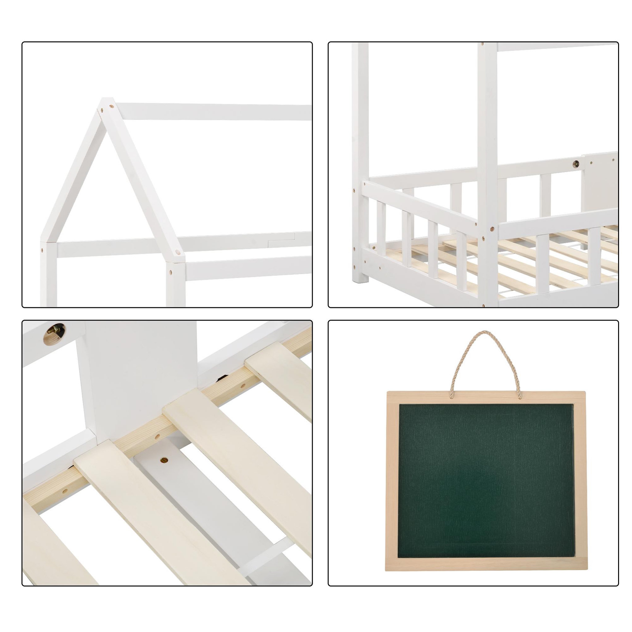 Voir la diapositive 6 : MERAX Lit cabane enfant 90 x 200 cm avec sommier