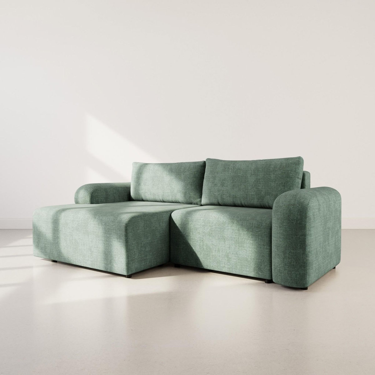 BEST MOBILIER Rebecca - canapé d'angle gauche 4 places convertible avec coffre en velours texturé