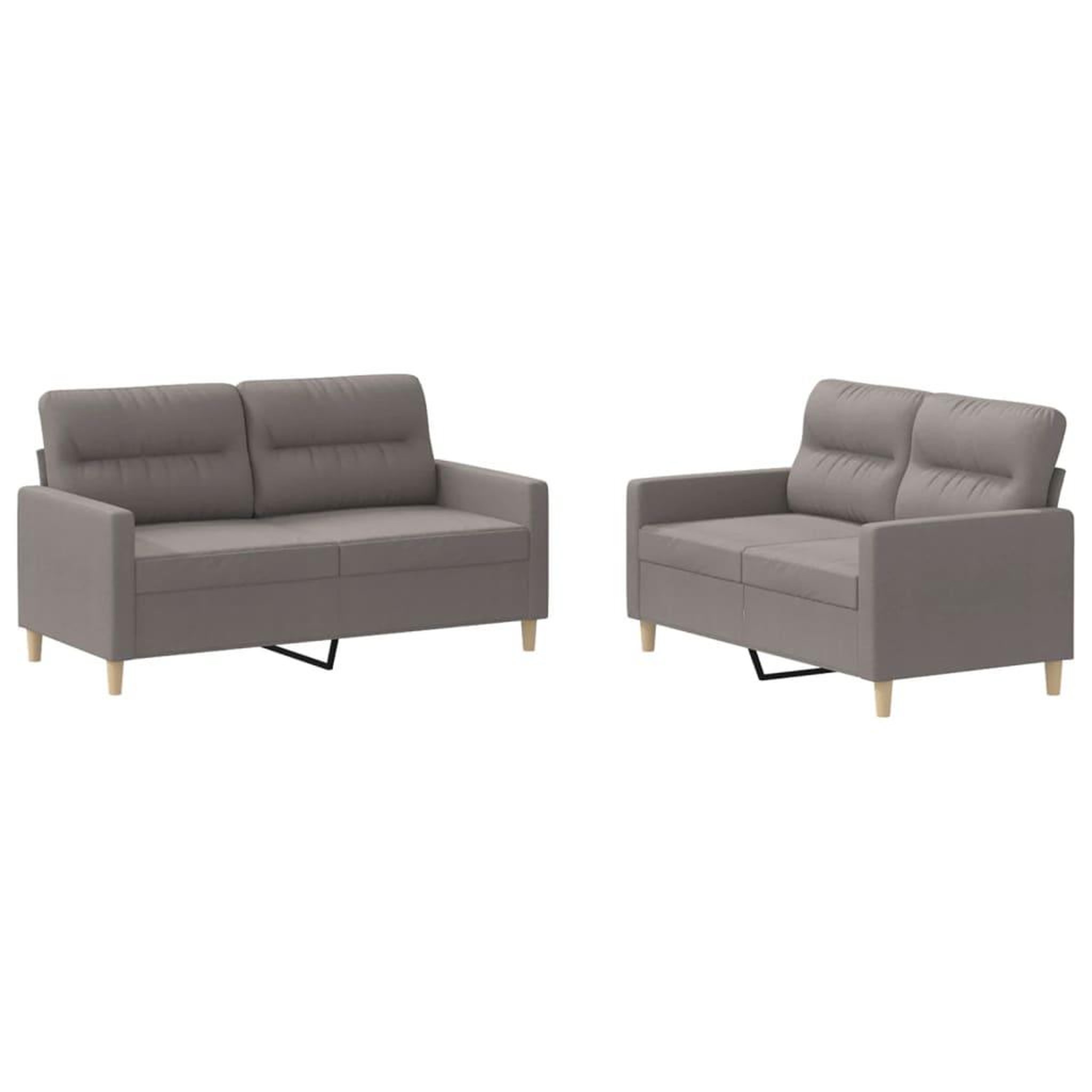 Voir la diapositive 2 : VIDAXL Ensemble de canapes 2 pcs avec coussins Taupe Tissu