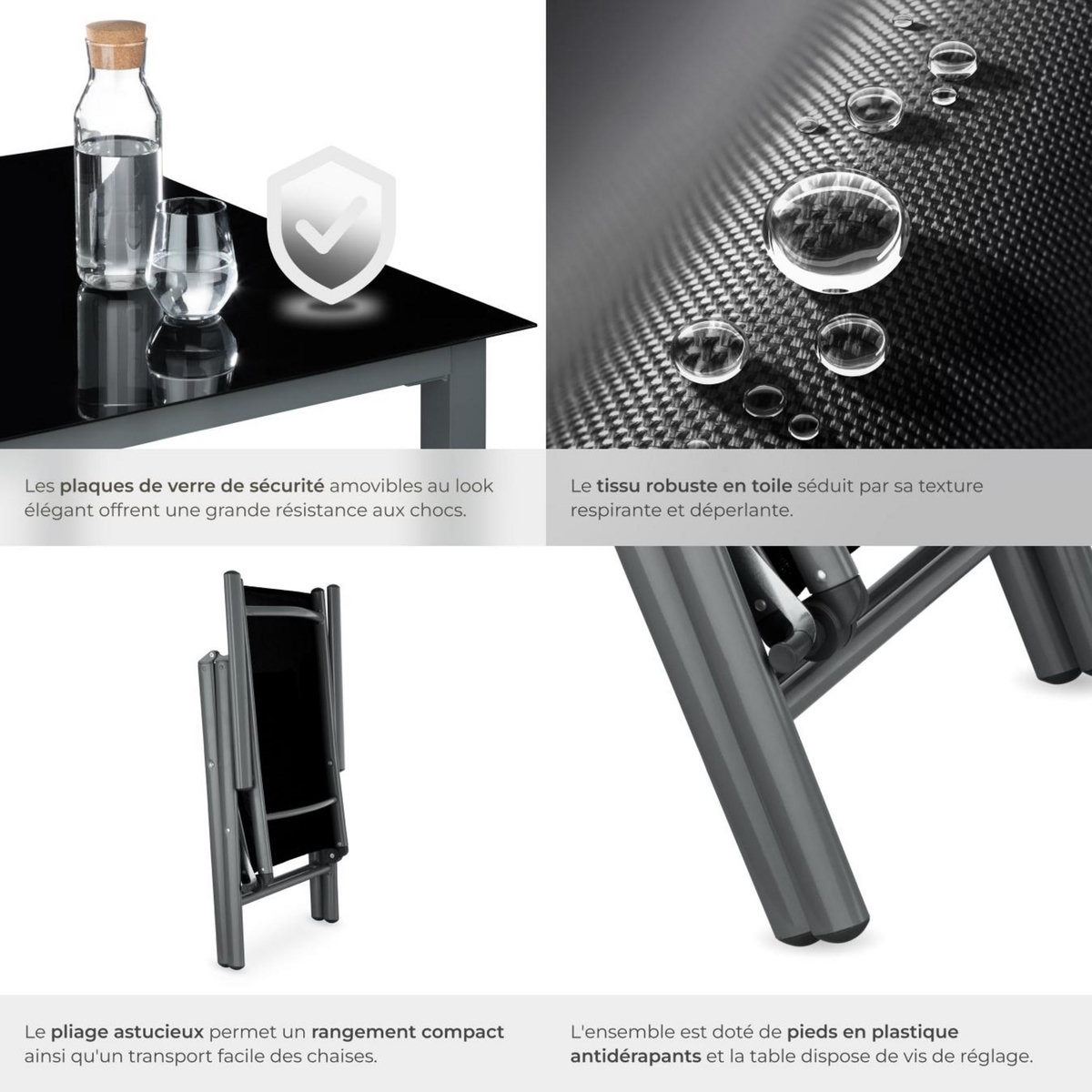 tectake Ensemble salon de jardin avec cadre en aluminium pour 6 personnes gris anthracite