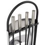 Voir la diapositive 5 : ID MARKET Ensemble serviteur de cheminée noir inox 5 éléments pelle balai tisonnier pince avec support