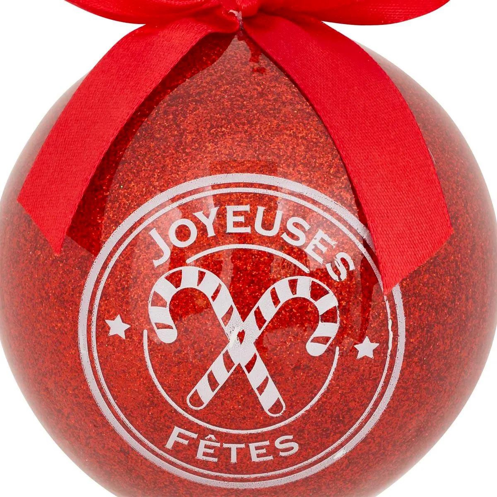 Voir la diapositive 2 : ATMOSPHERA Boule de noël imprimée  sucre d'orge  9cm rouge