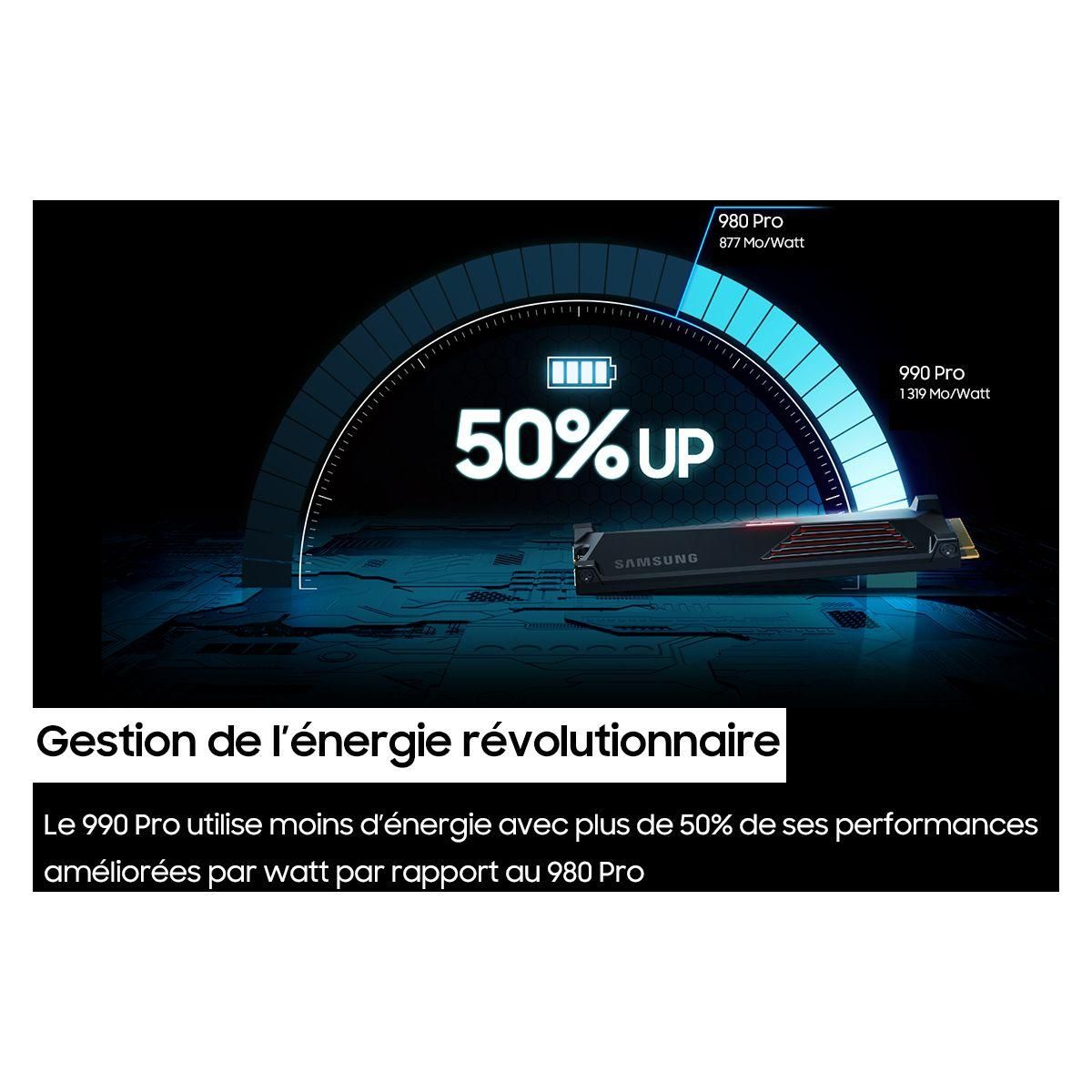 Samsung Disque dur SSD interne 2To 990 Pro avec dissipateur