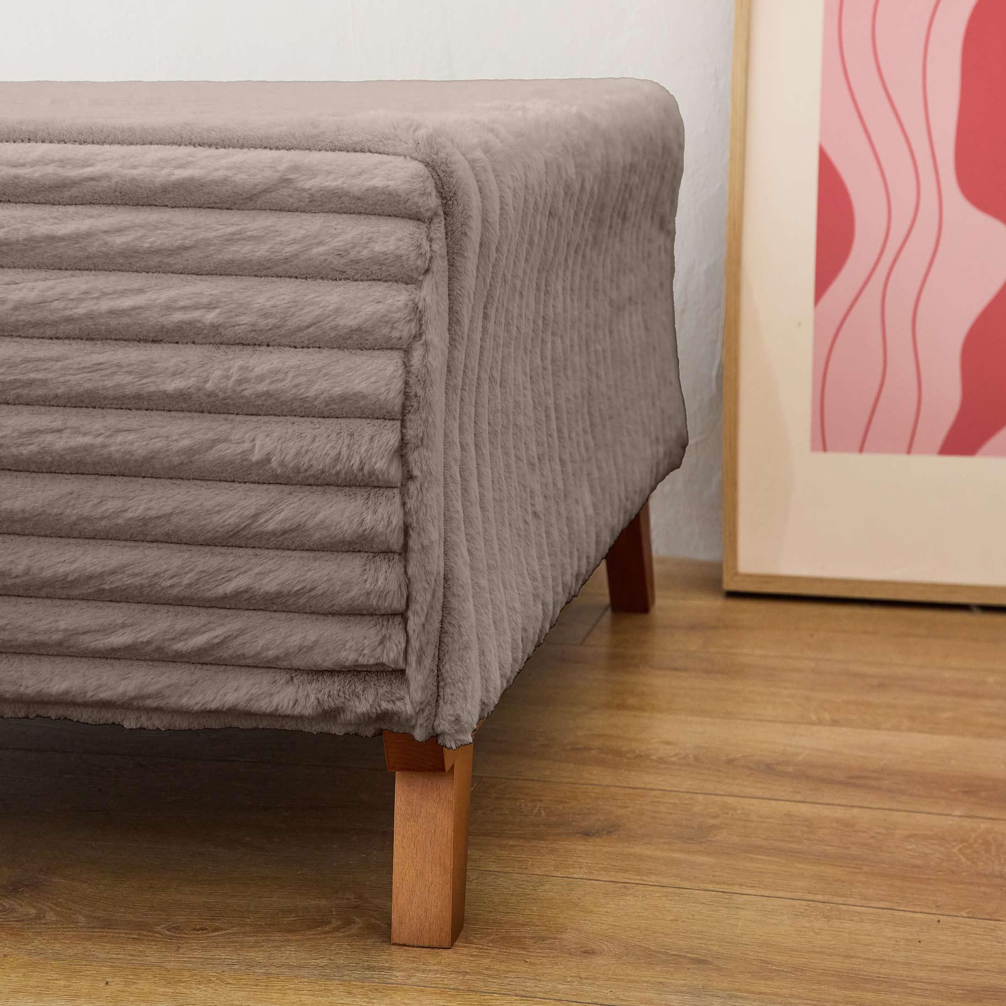 Voir la diapositive 3 : BEST MOBILIER Cristal - pouf modulable - 95 cm - en fausse fourrure côtelée