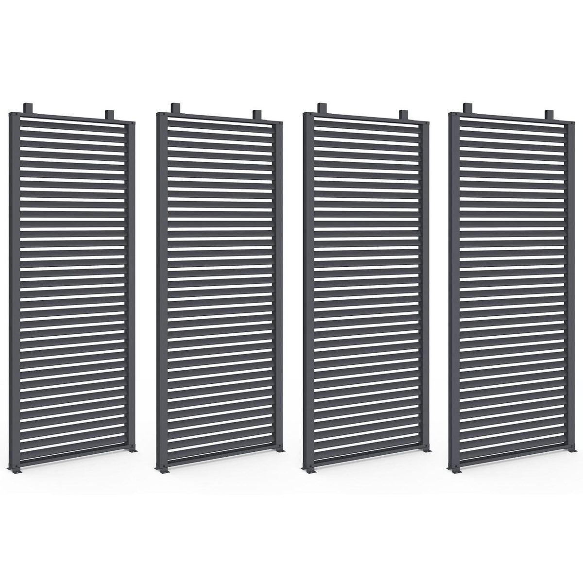 ID MARKET Pergola bioclimatique lames orientables acier 3x4 M avec persiennes horizontales gris anthracite