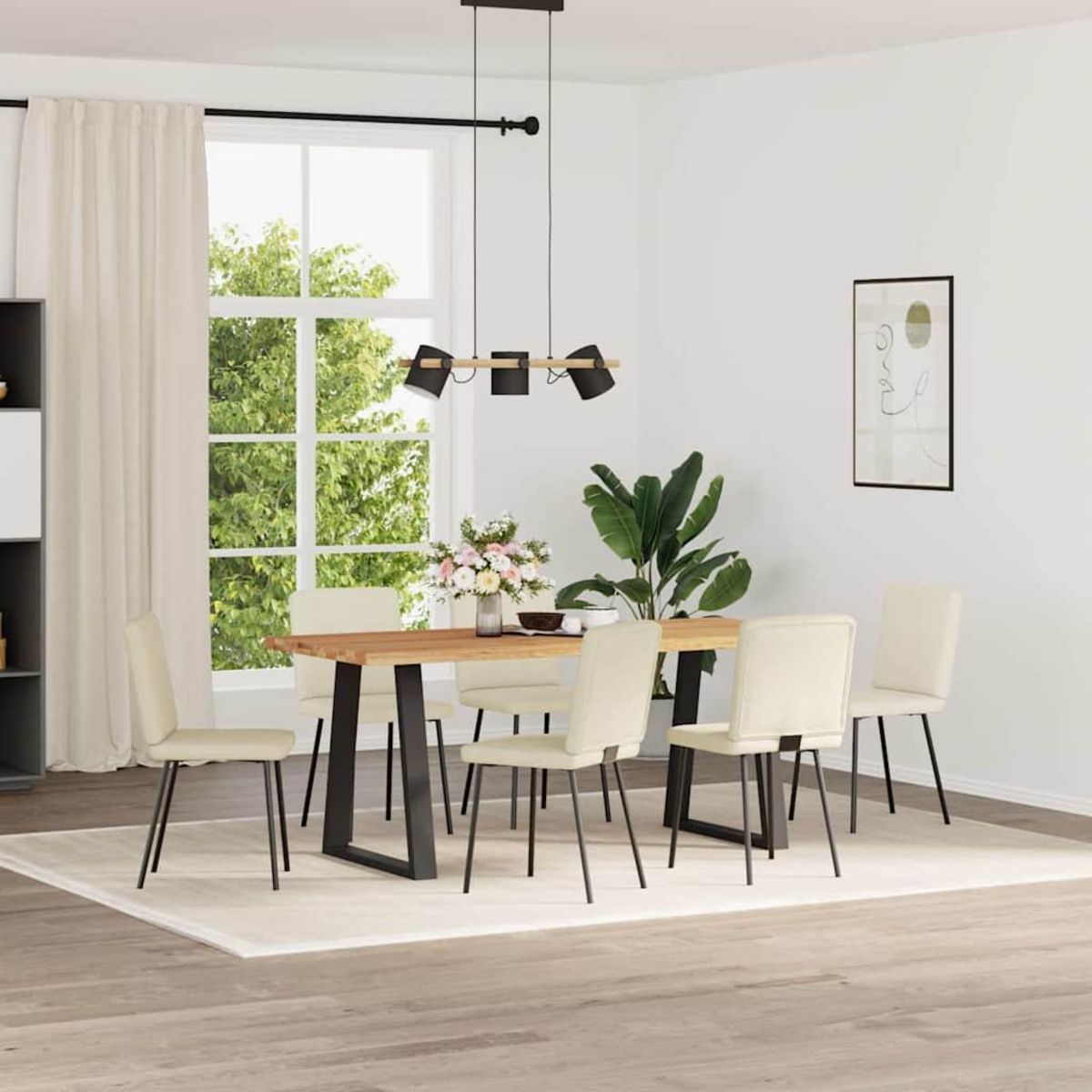 VIDAXL Chaises a manger lot de 6 creme velours